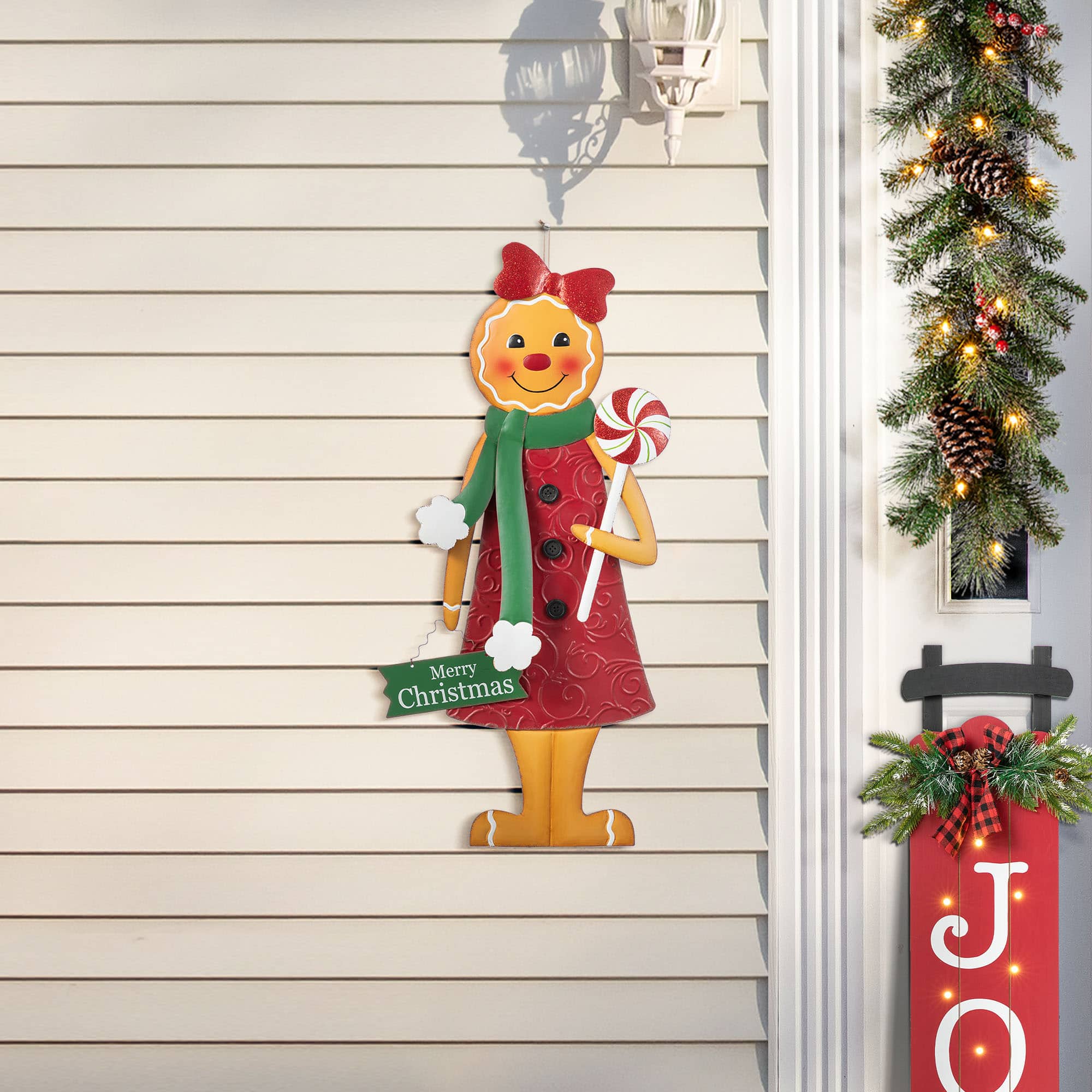 Glitzhome&#xAE; 36&#x22; Metal Christmas Gingerbread Man Yard Stake