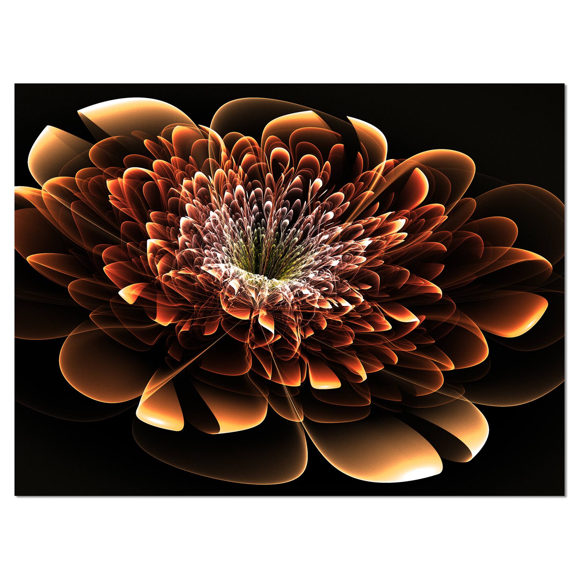 Designart - Brown Fractal Flower - Modern Floral Canvas Art Print