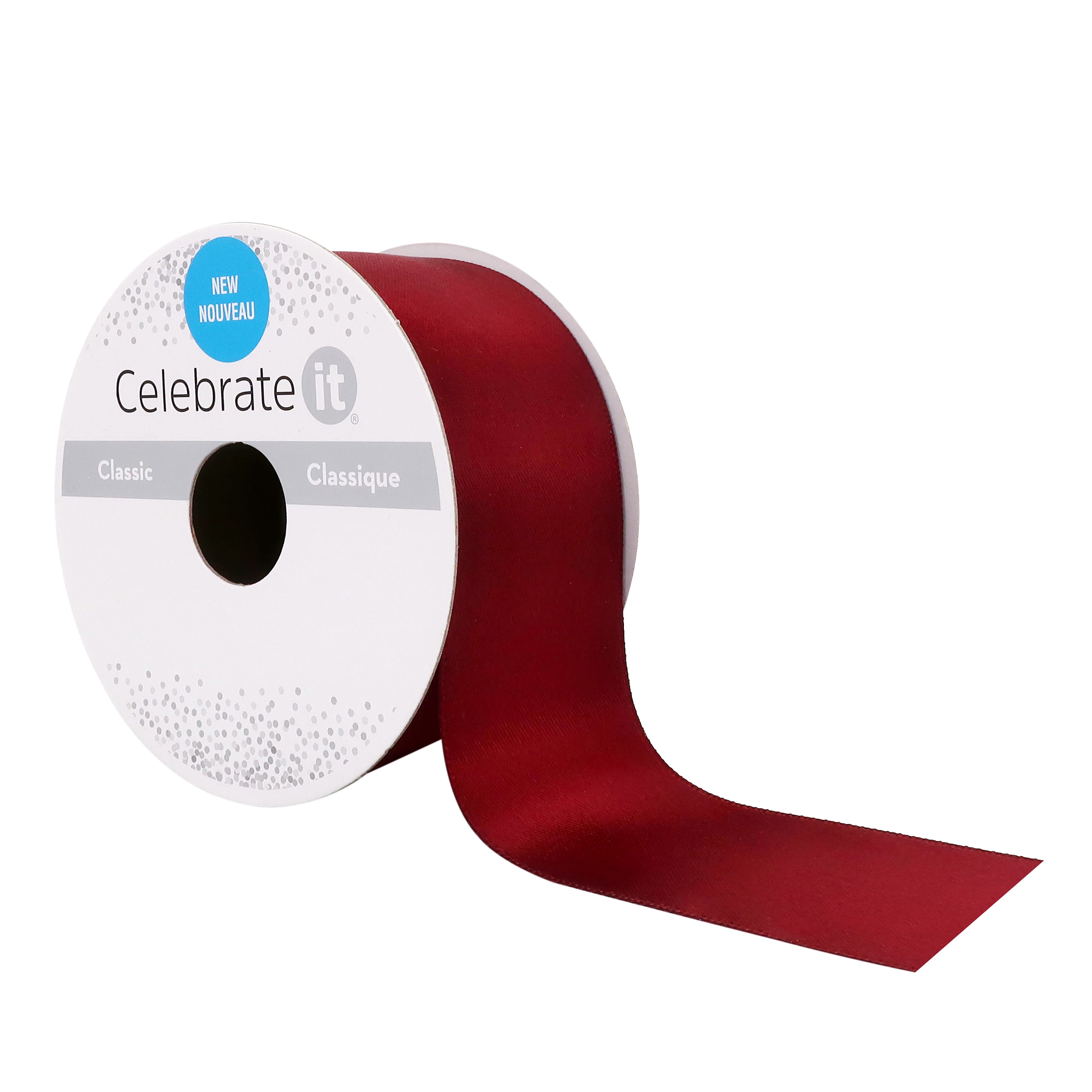 Celebrate It Satin Wired Ribbon - Burgundy - Each