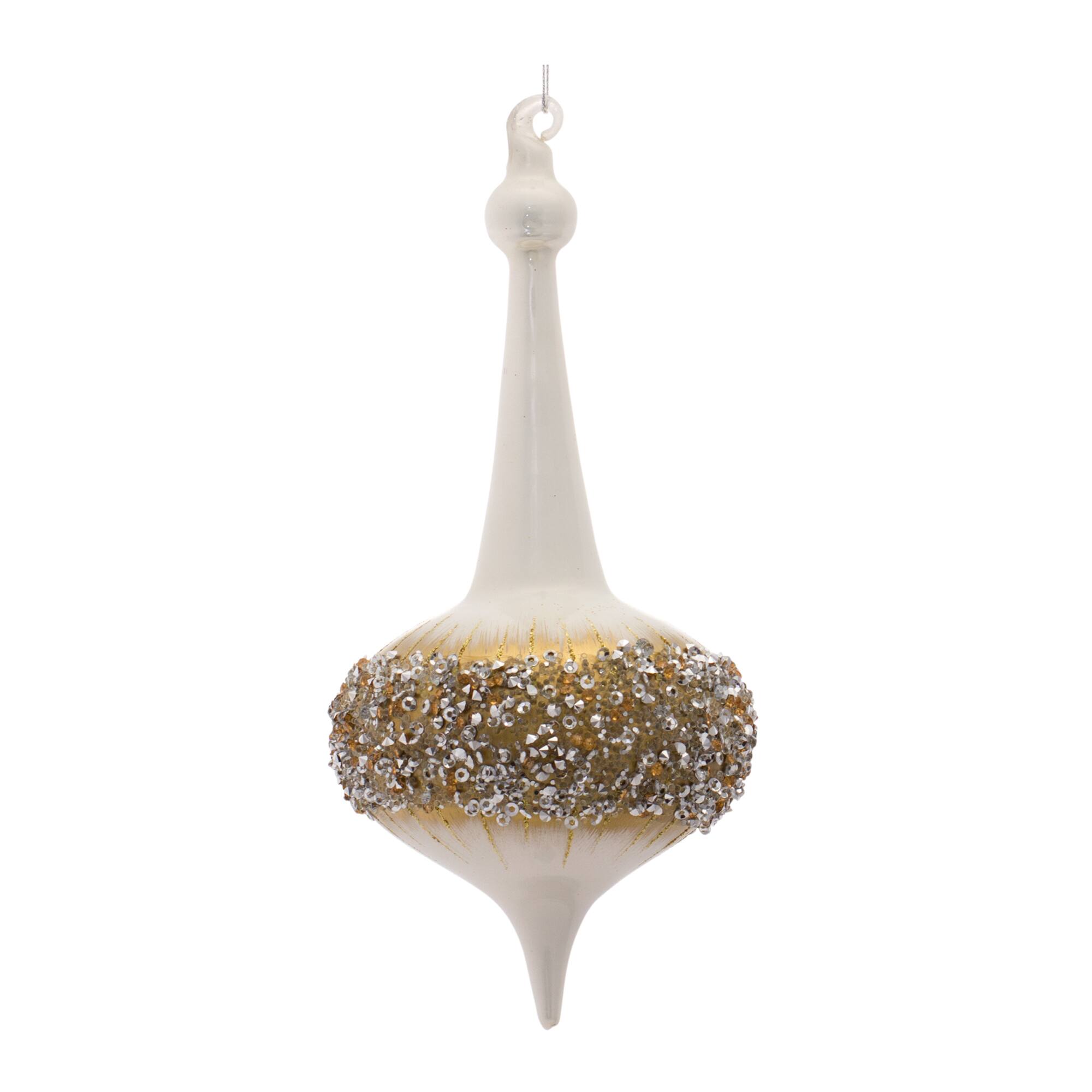 6ct. 8&#x22; White, Gold &#x26; Silver Glass Finial Ornaments