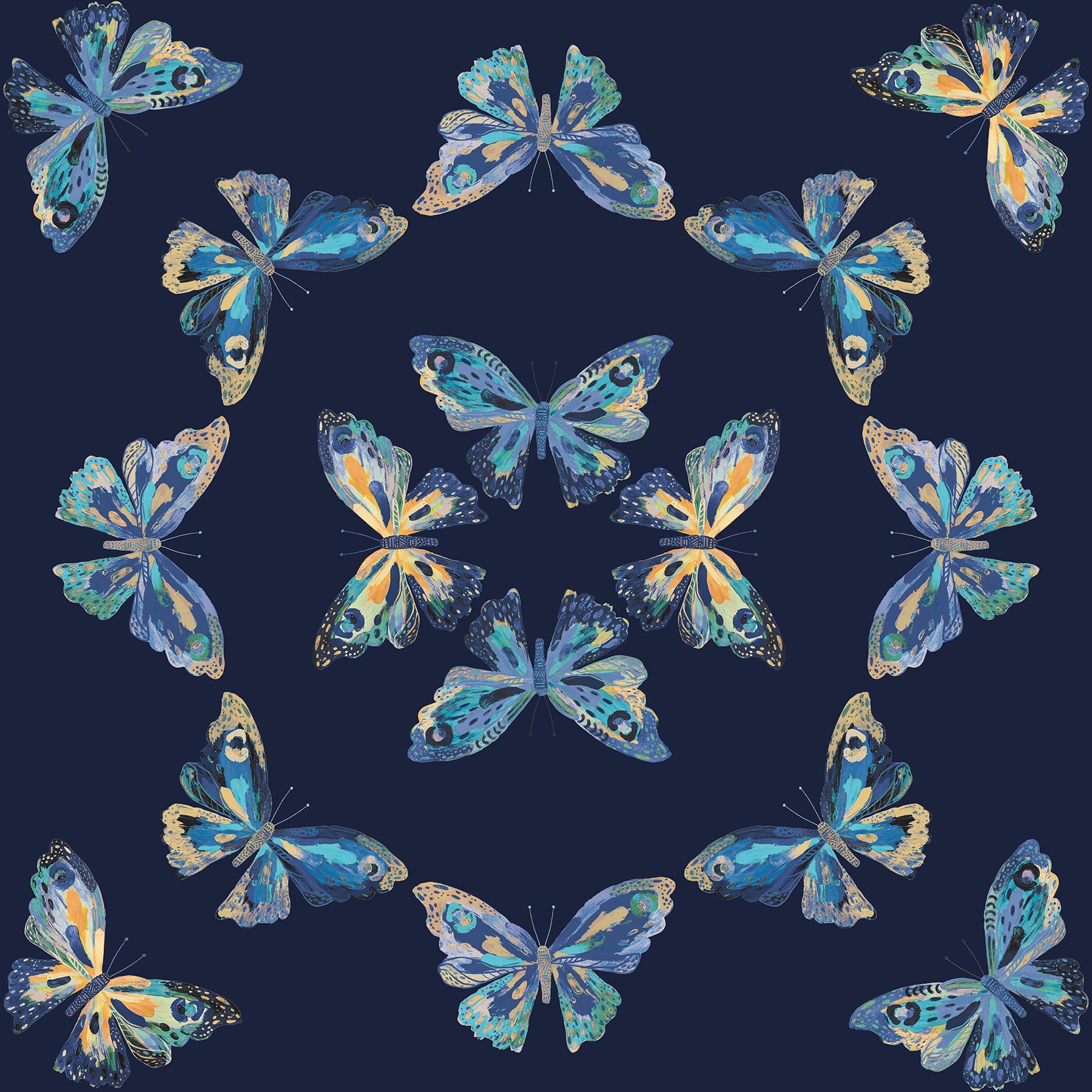 RoomMates Blue Papillon Peel & Stick Wallpaper