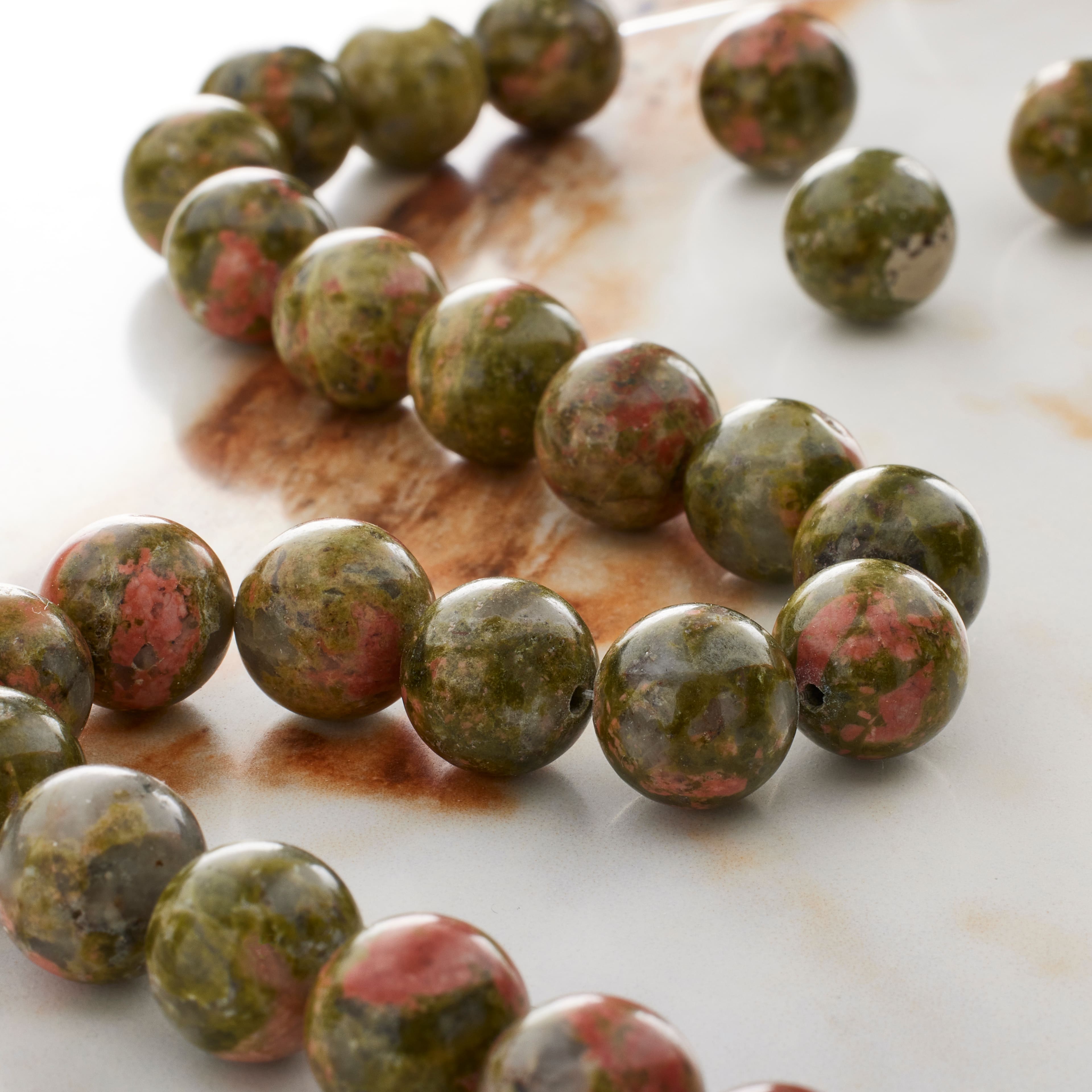 Green & Orange Unakite Round Beads, 10mm by Bead Landing™