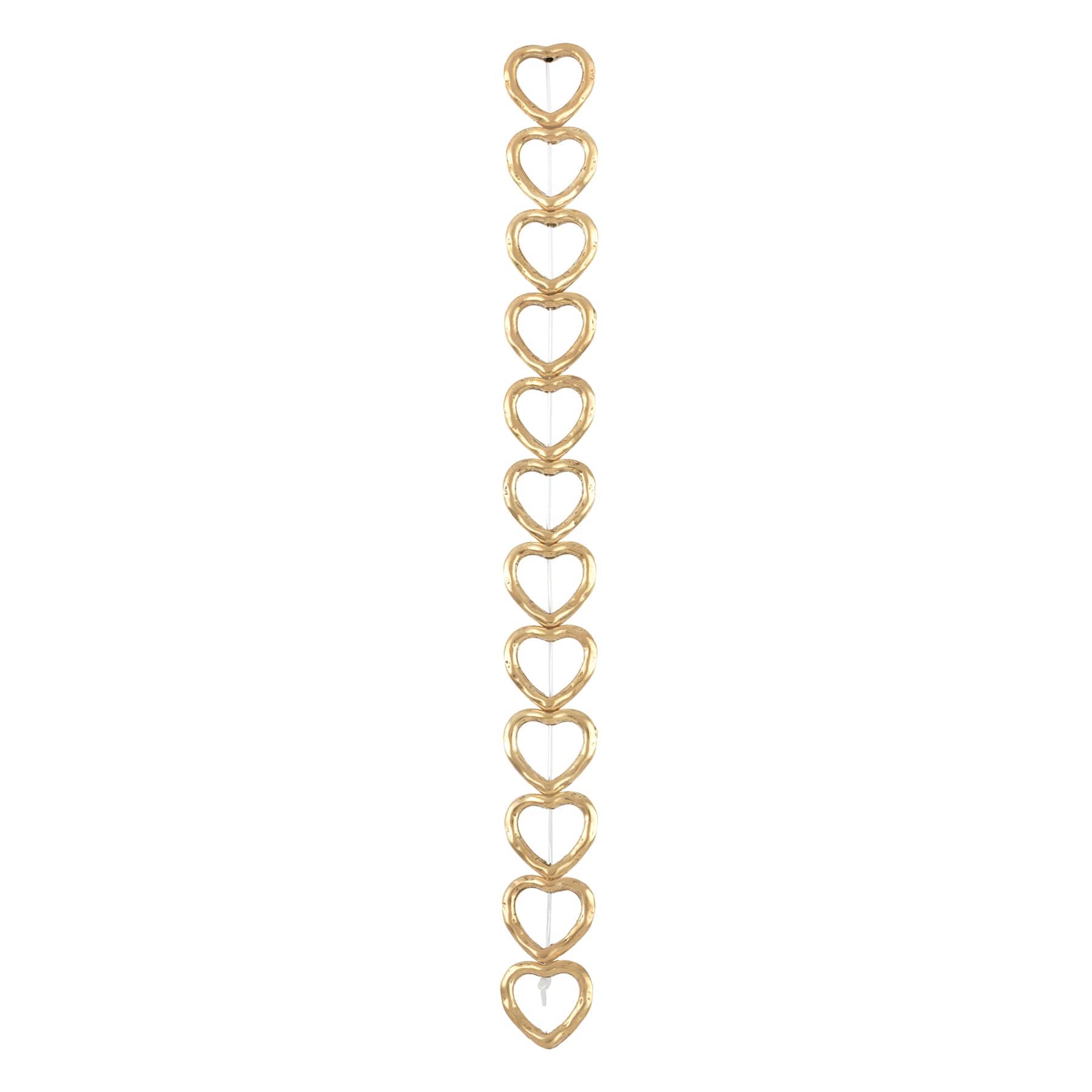 12 Packs: 12 ct. (144 total) Gold Metal Heart Beads, 13mm by Bead Landing™