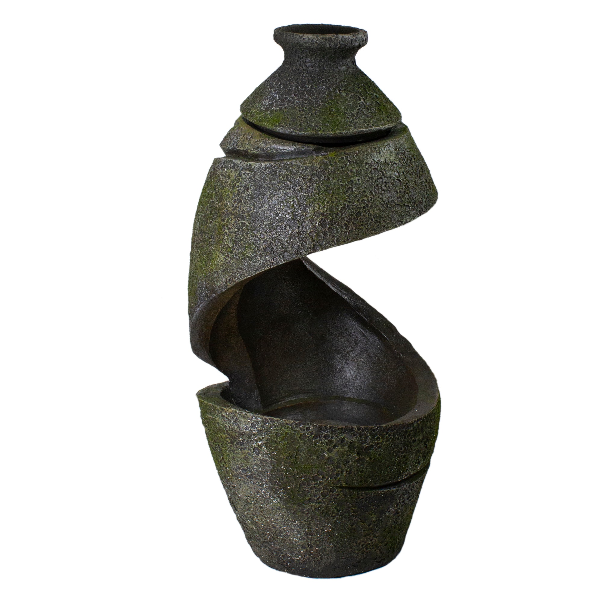 2.5ft. Green &#x26; Gray Mossy Outdoor Garden Water Fountain