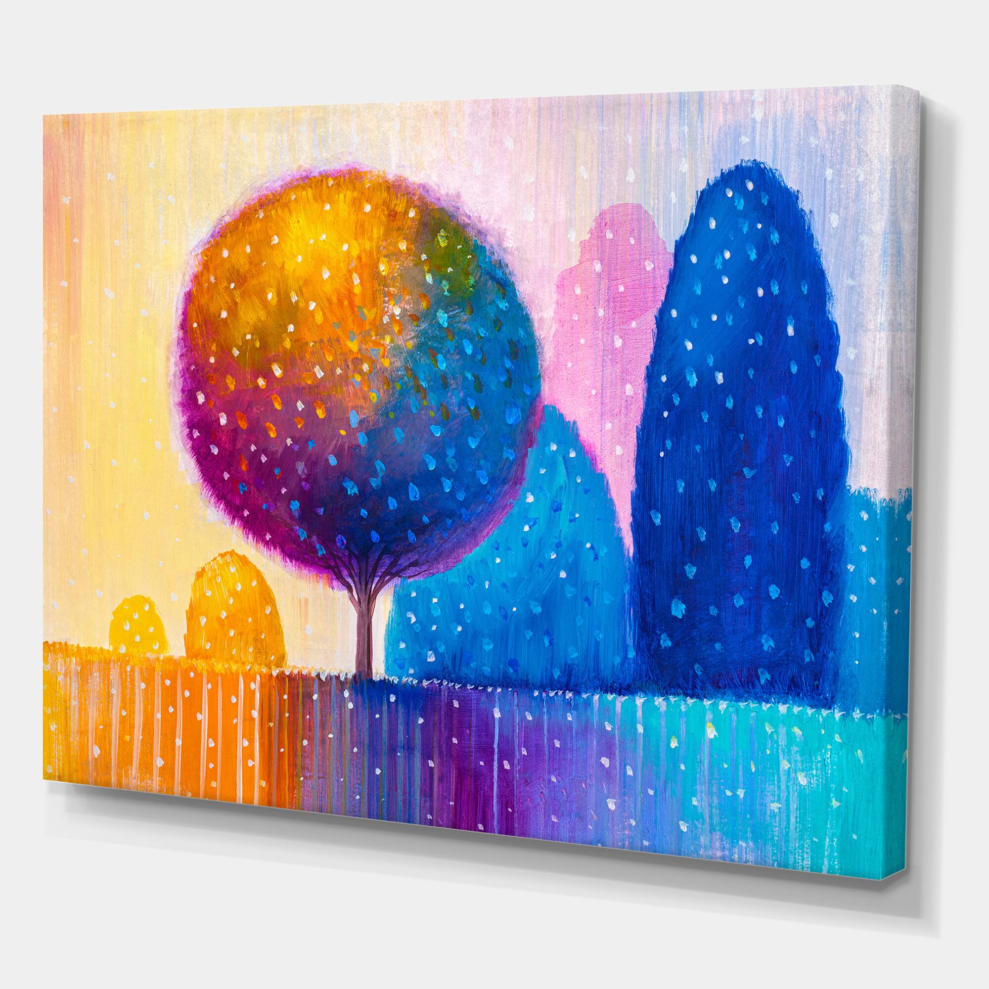 Designart - Colourful Ornamental Trees X - Modern Canvas Wall Art Print