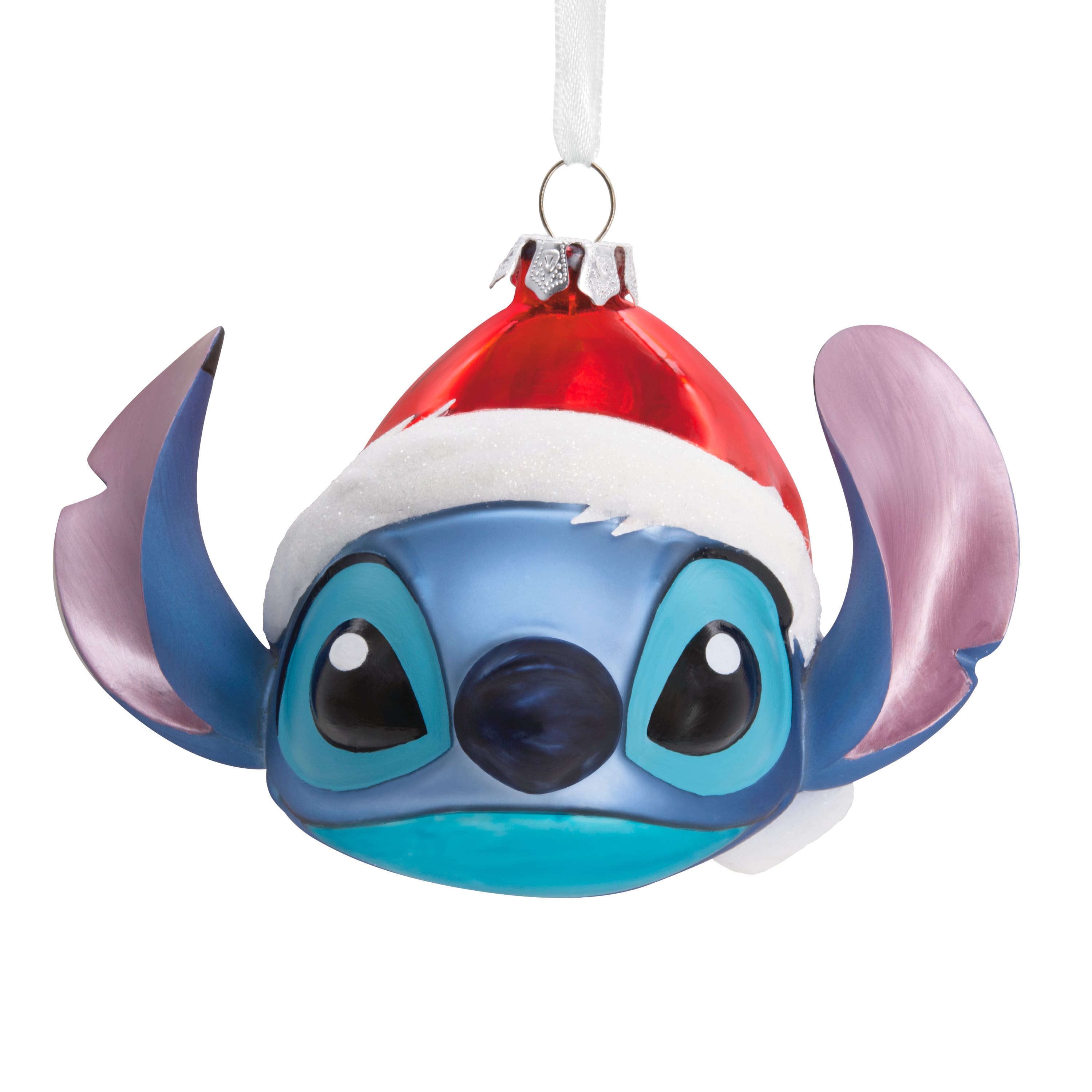 Hallmark Disney&#xAE; 4.75&#x22; Lilo &#x26; Stitch in Santa Hat Blown Glass Ornament