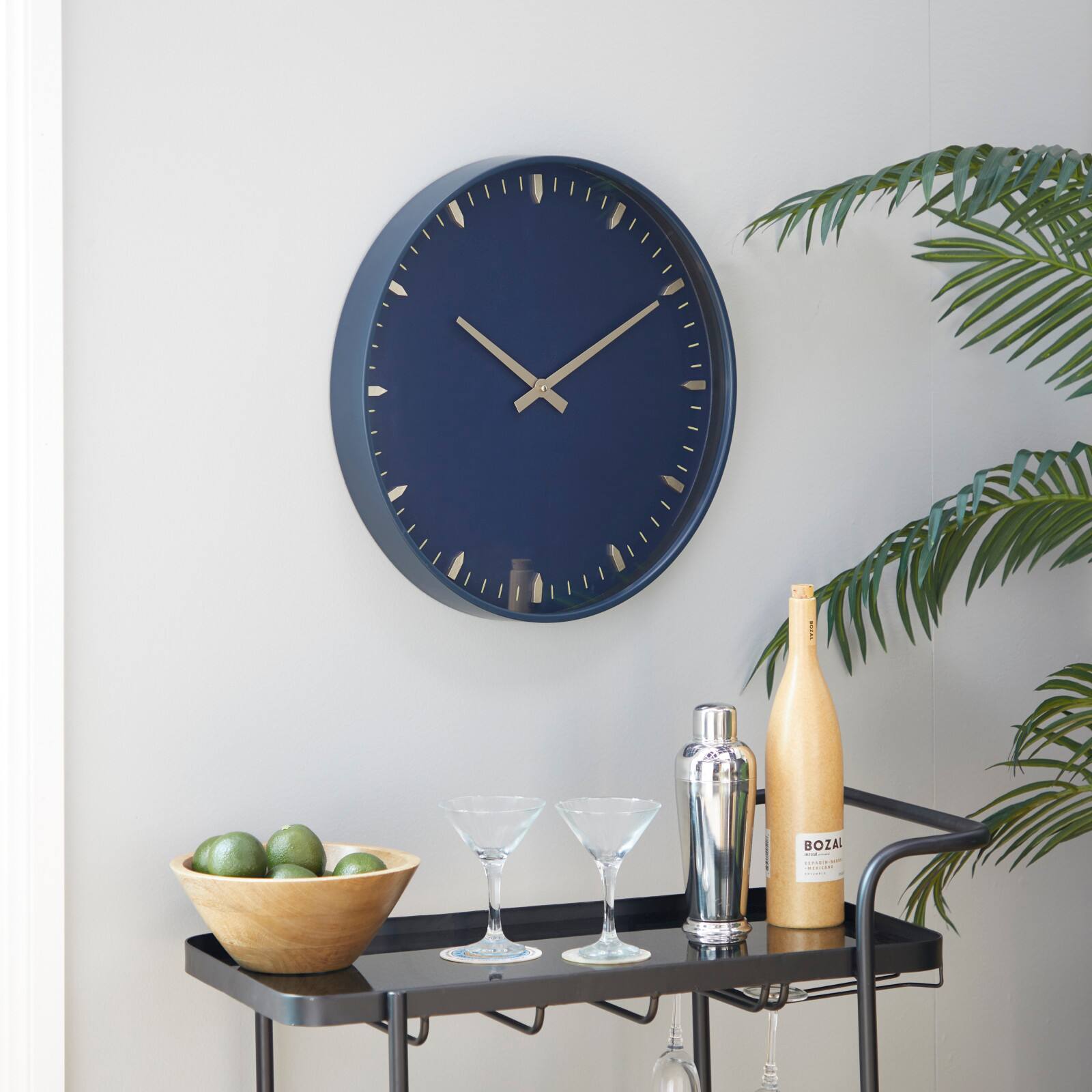 Black Glass Contemporary Wall Clock, 20&#x22; x 20&#x22; x 3&#x22;