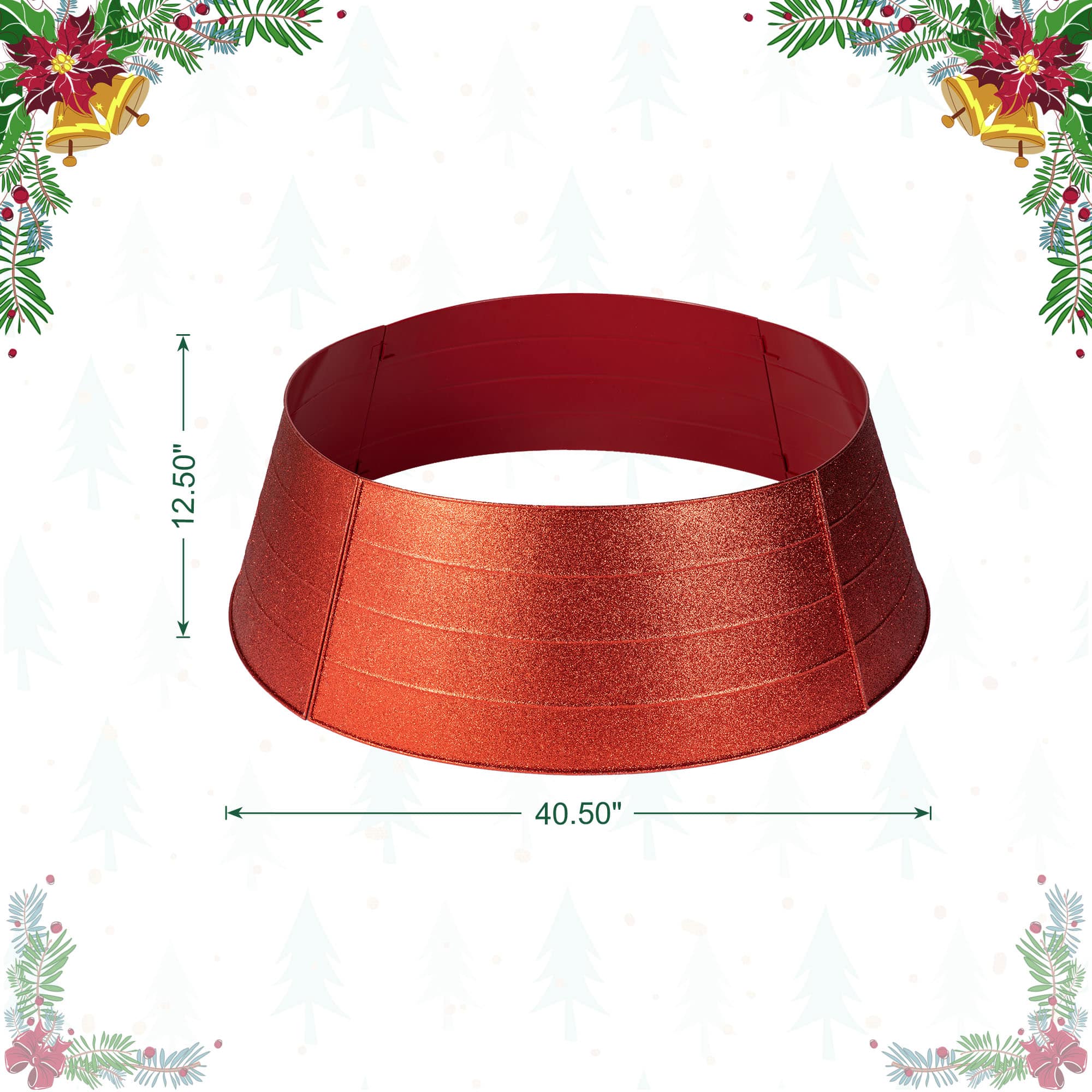 Glitzhome&#xAE; 3ft. Red Glitter Metal Tree Collar