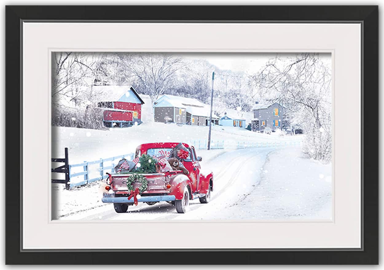 Dashing Through The Snow Truck Black Framed Print Under Plexiglass