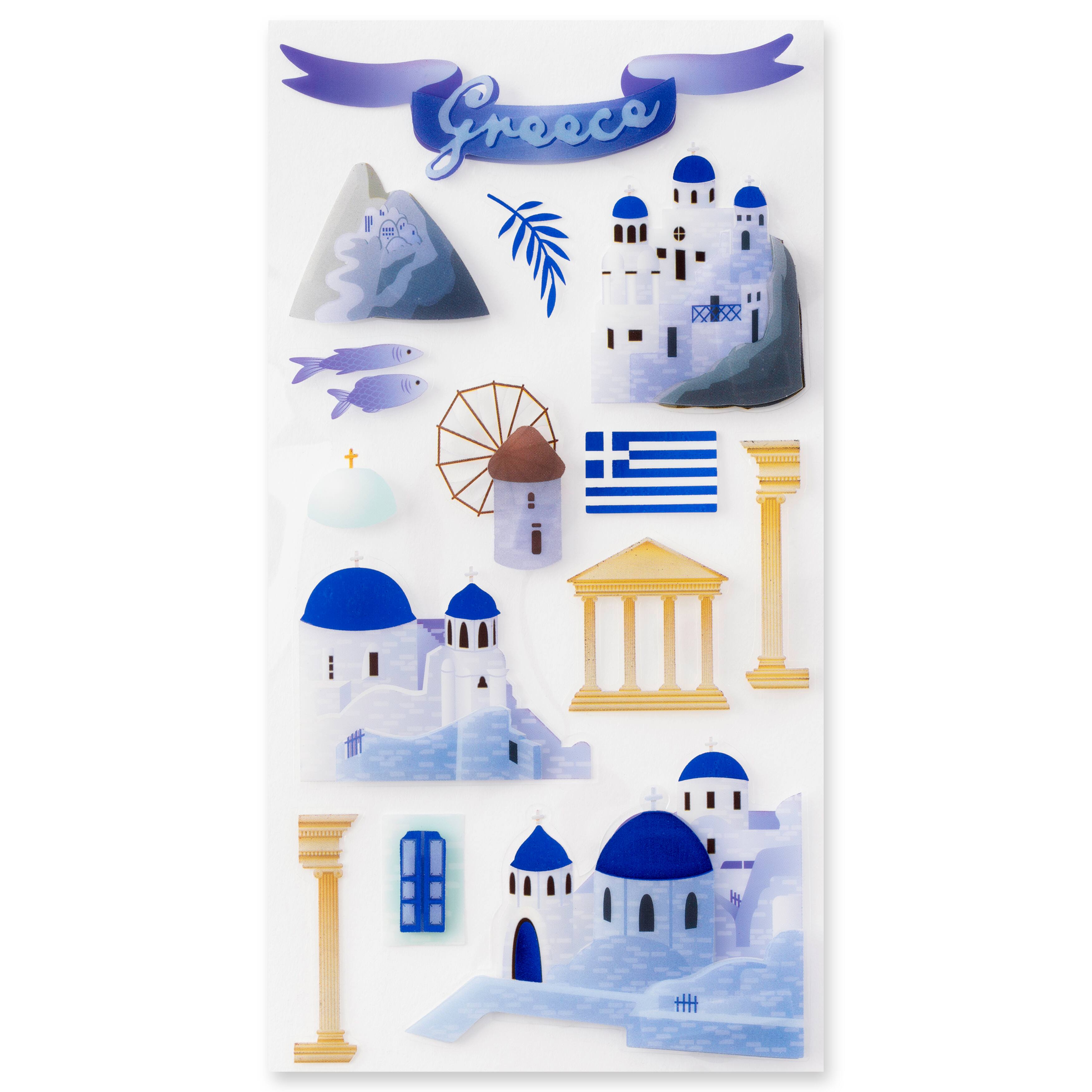 12 Pack: Greece Dimensional Stickers by Recollections™