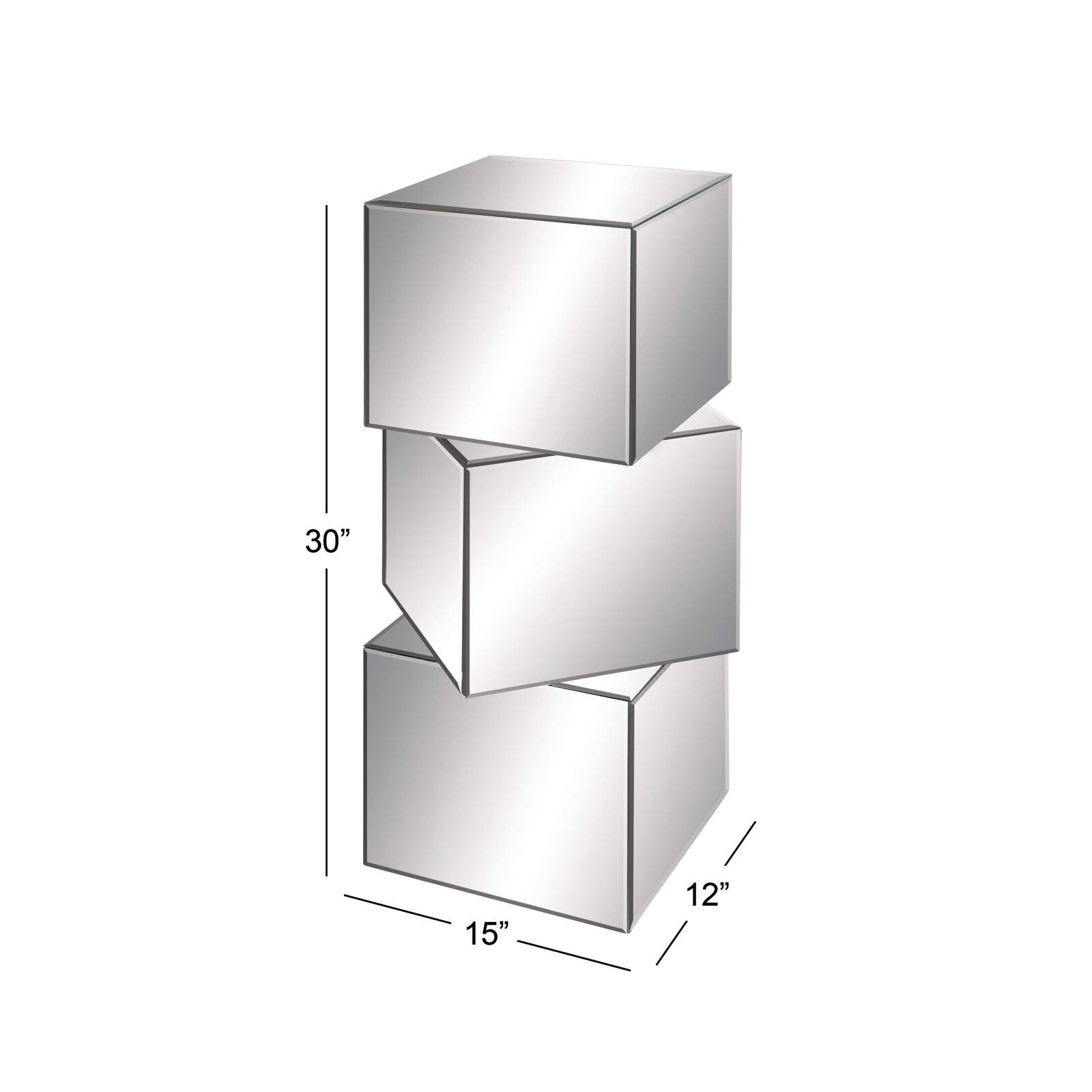 Clear Glass Glam Pedestal Table, 30" x 15" x 12"