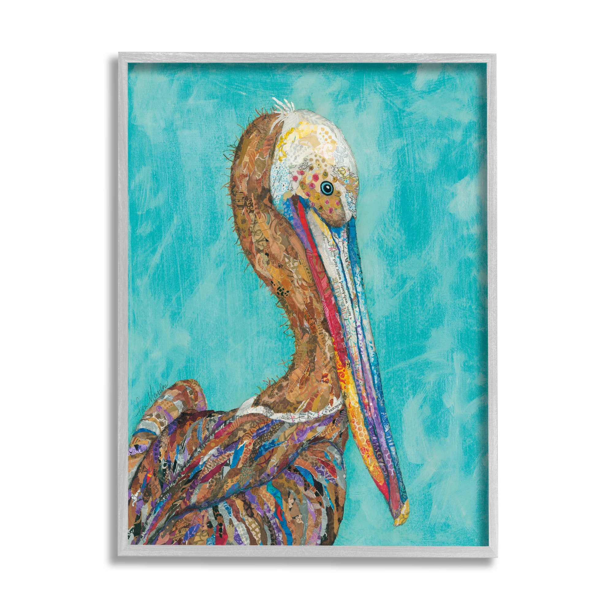 Stupell Industries Beautiful Pelican Bird Vivid Patterns Framed Giclee Art