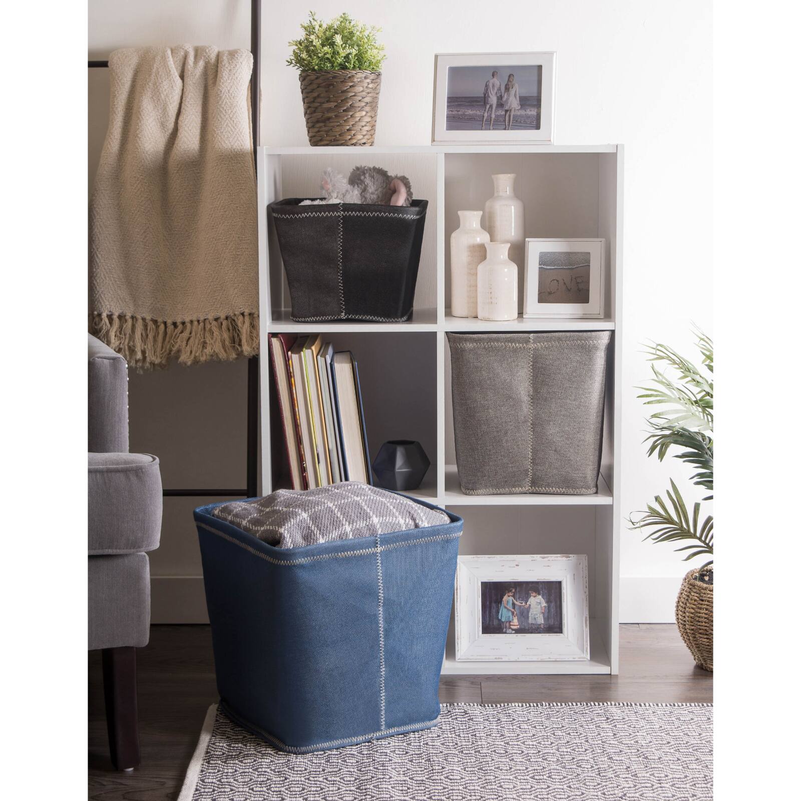 DII® 13" Zig Zag Stitch Trapezoid Fabric Bins, 2ct.