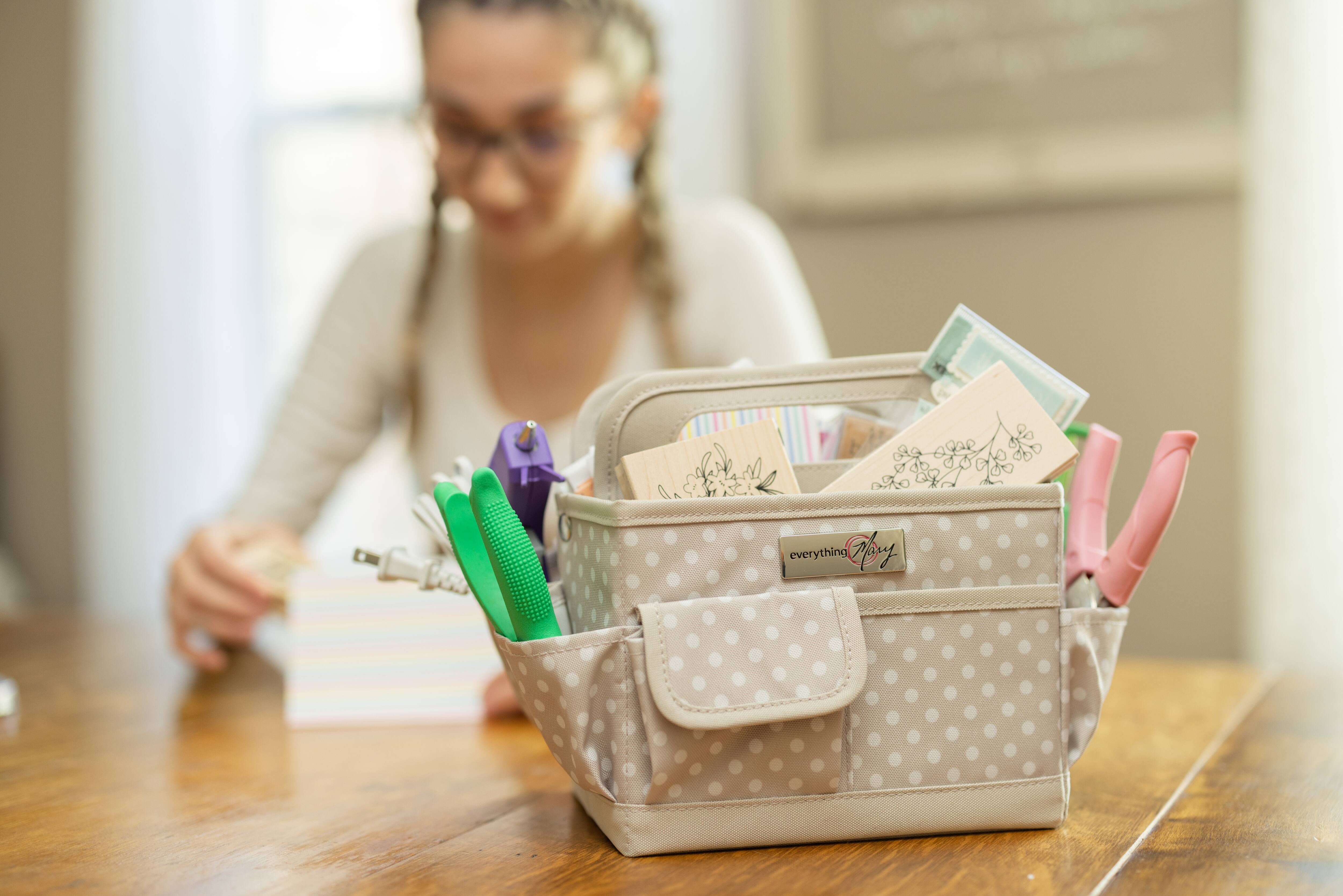 Everything Mary Tan Dots Collapsible Craft Caddy