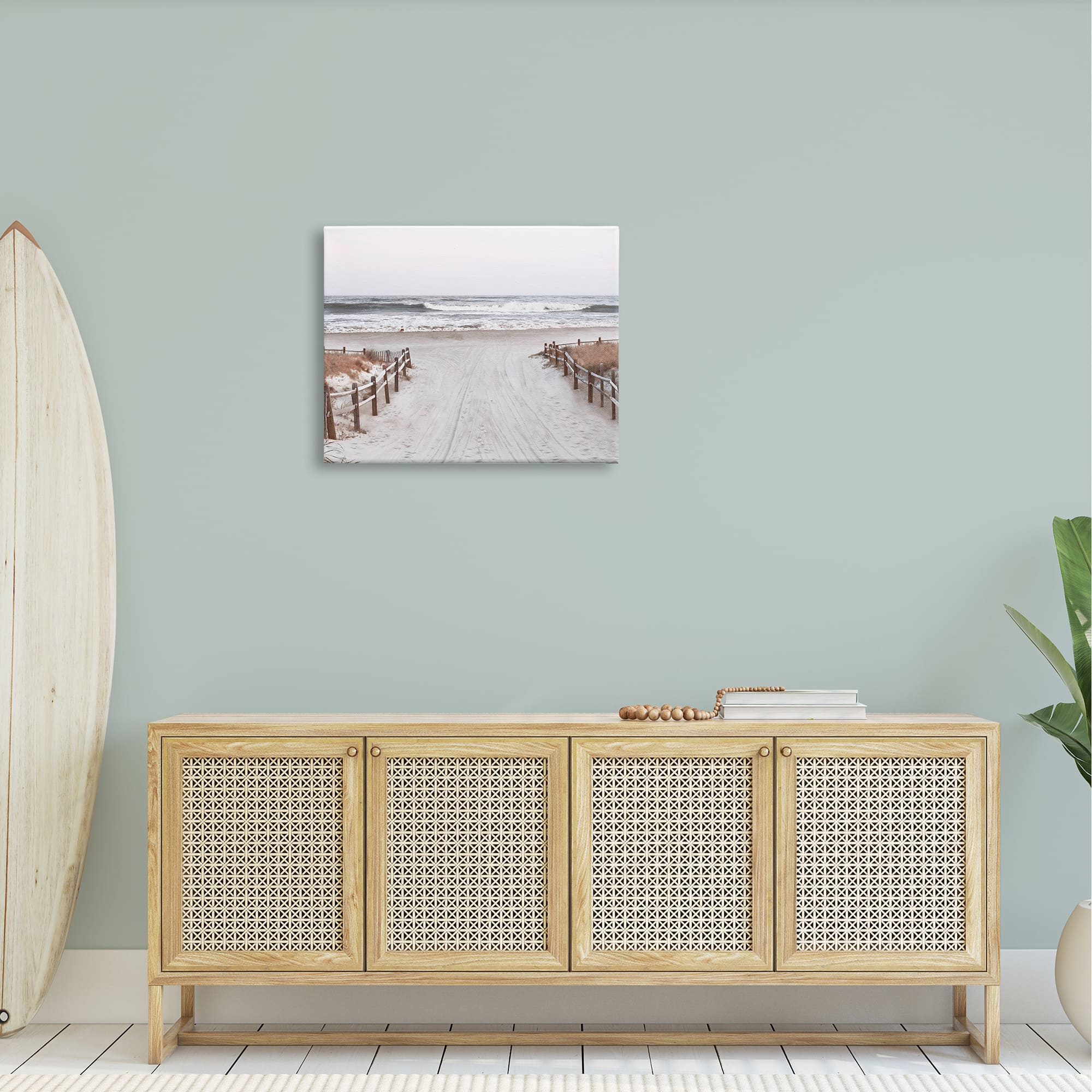 Stupell Industries Beach Wave Shoreline Foggy Horizon Canvas Wall Art
