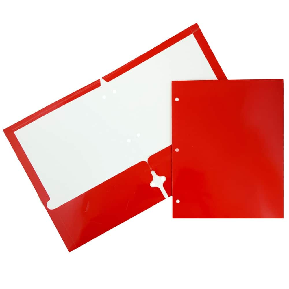 JAM Paper Laminated 2-Pocket Glossy 3-Hole Punch School Folders, 6ct.