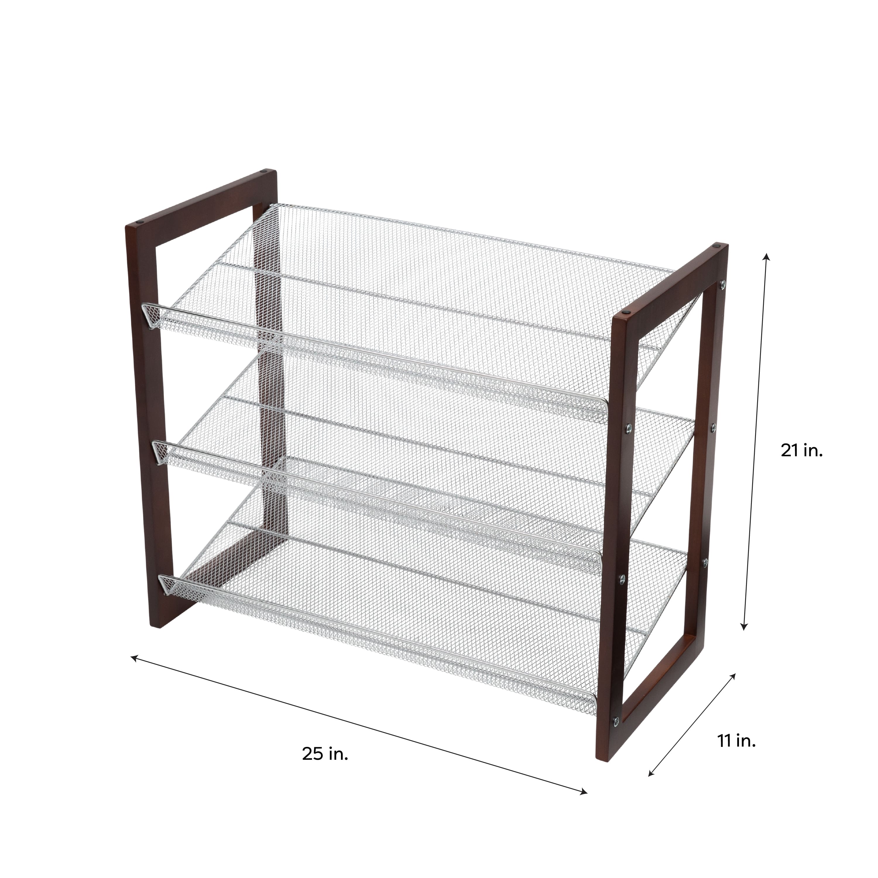 Organize It All Espresso 3 Tier Mesh Shelf Shoe Rack