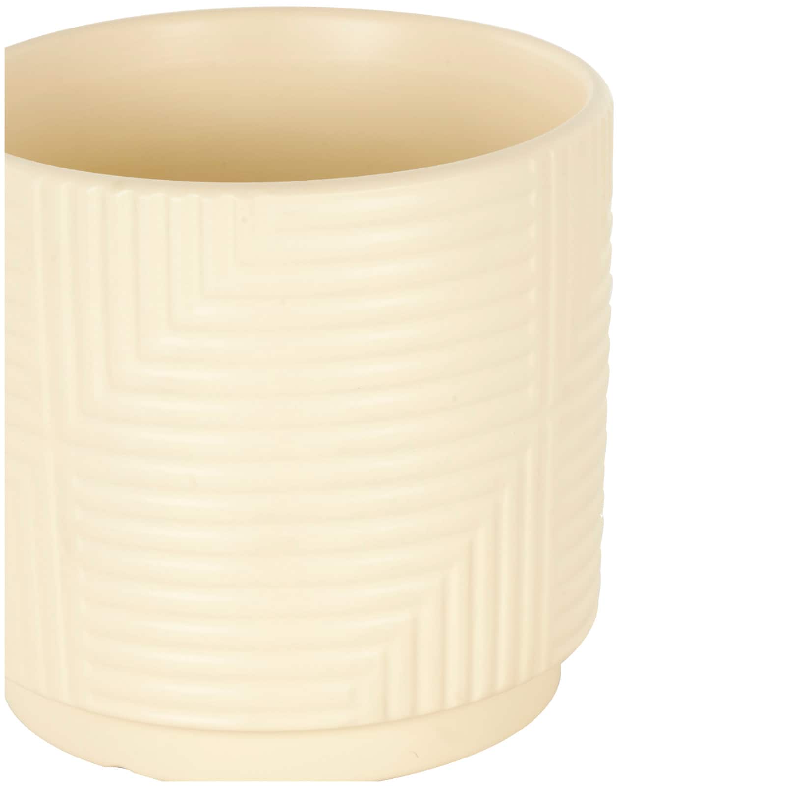 Cream Ceramic Geometric Planter Set