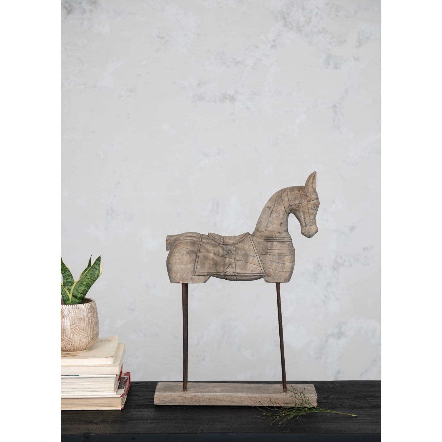 Hello Honey® 22" Distressed Mango Wood Horse Figurine