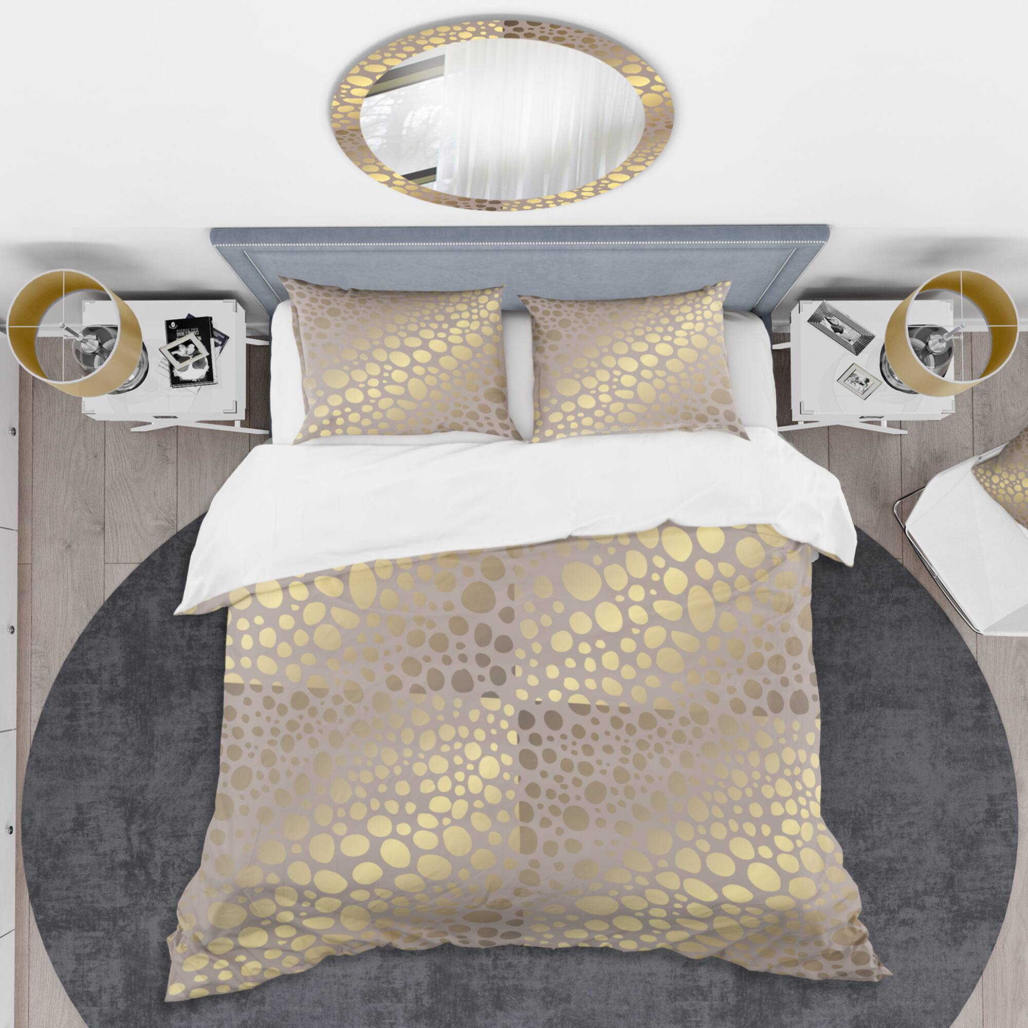 Designart &#x27;Golden Marble Design III&#x27; Mid-Century Duvet Cover Set