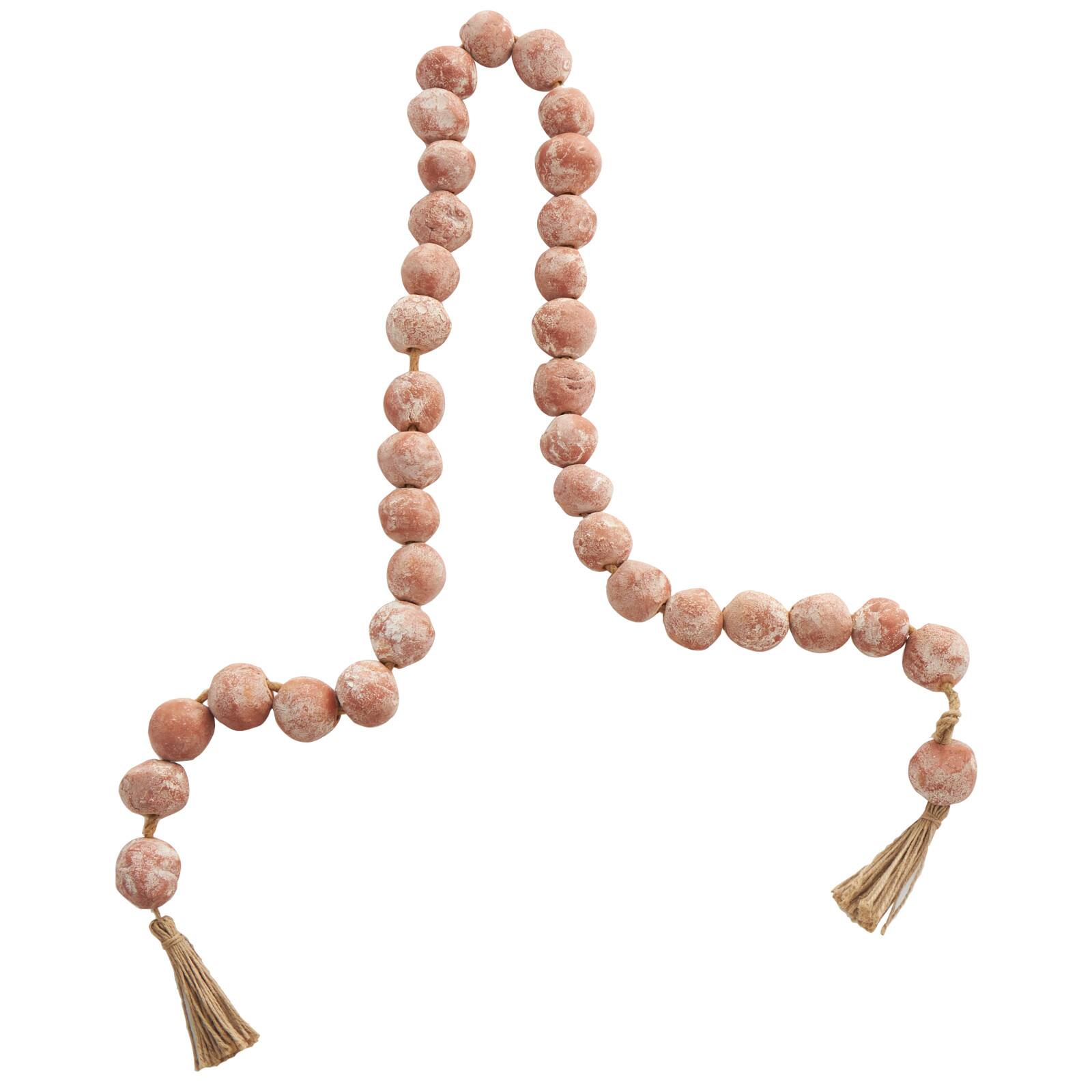5ft. Paper Mache Round Distressed Beaded Garland with Tassel