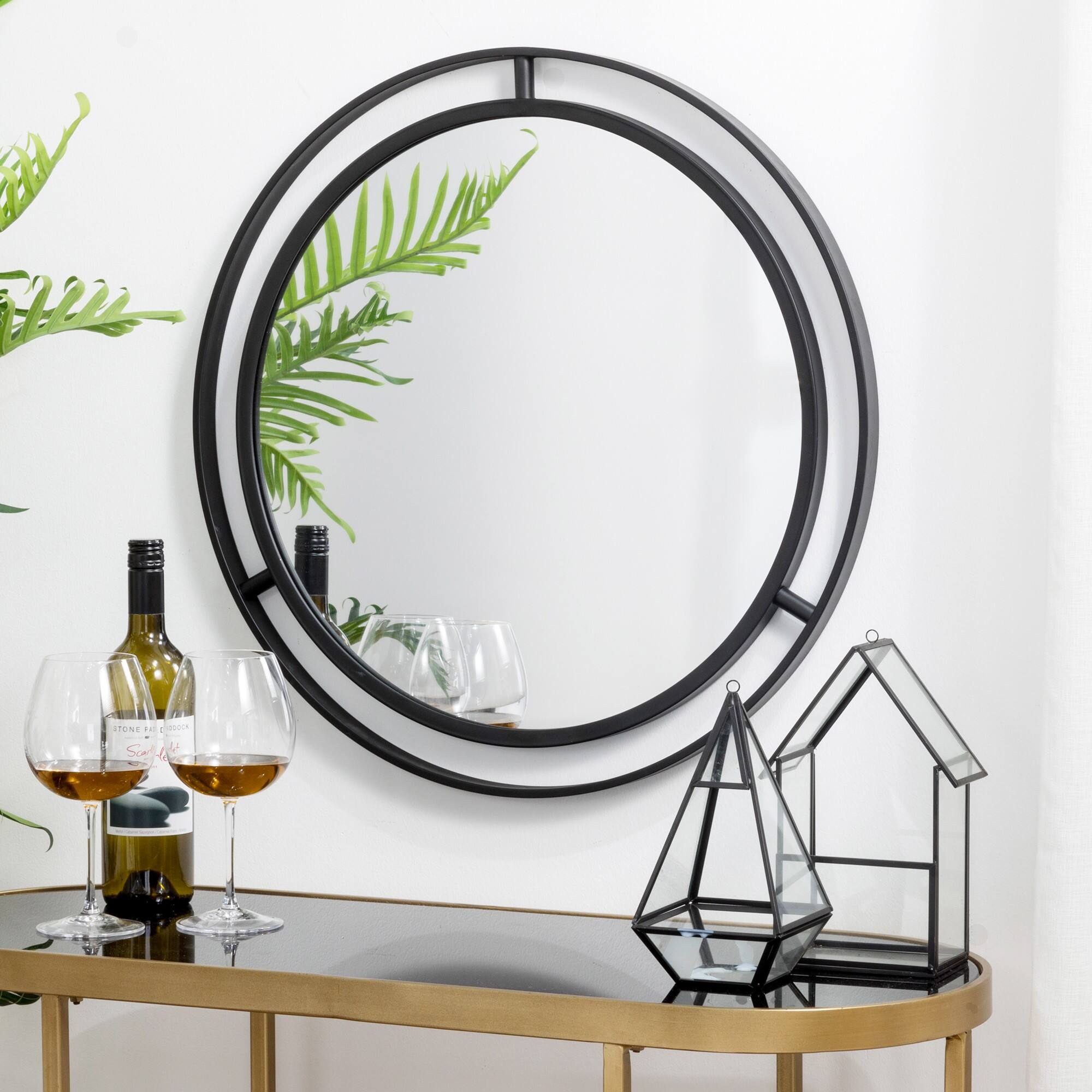 Glitzhome® 24" Deluxe Black Round Wall Mirror Michaels