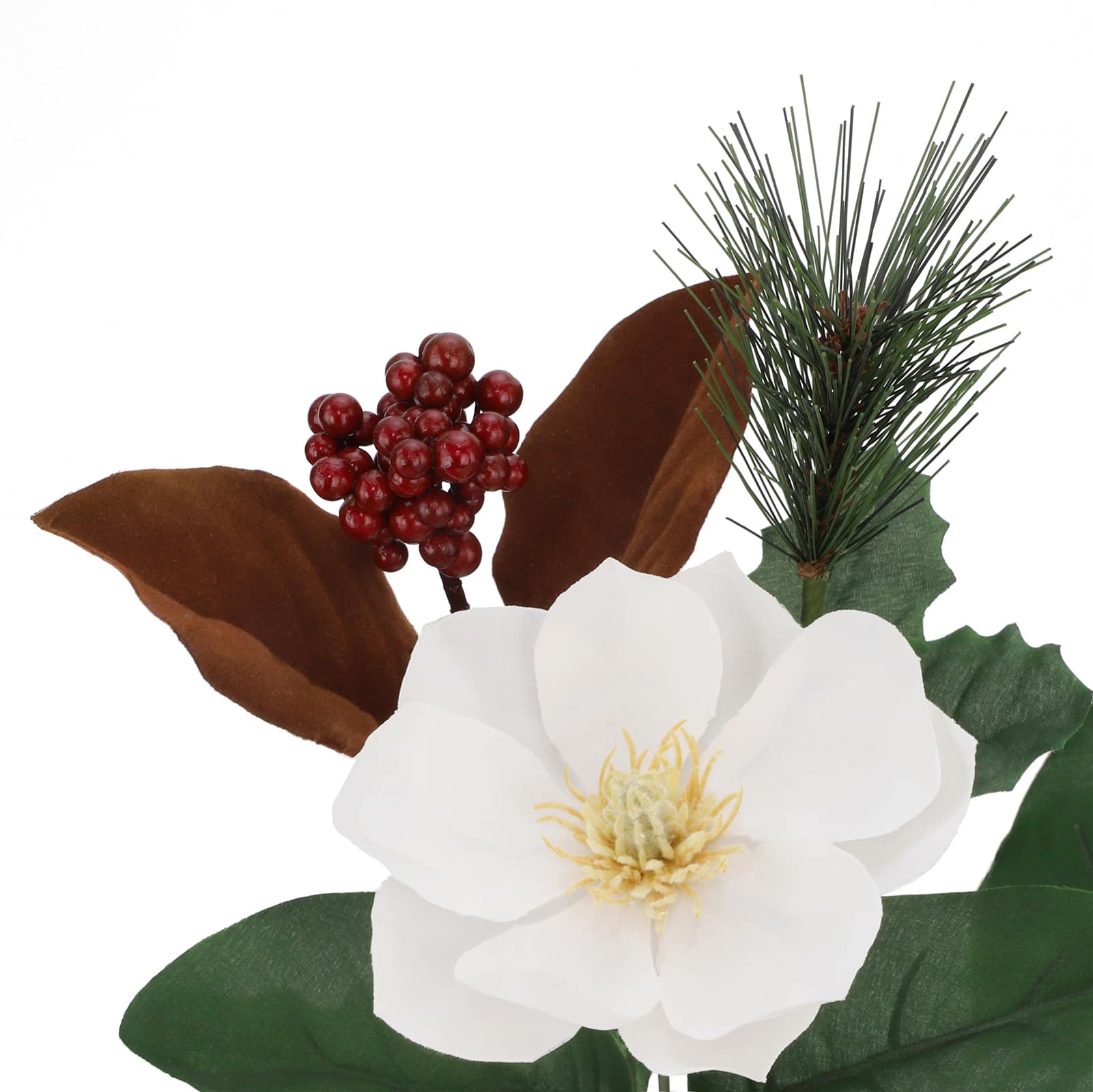 18.5&#x22; White Magnolia, Berry &#x26; Pine Bush by Ashland&#xAE;