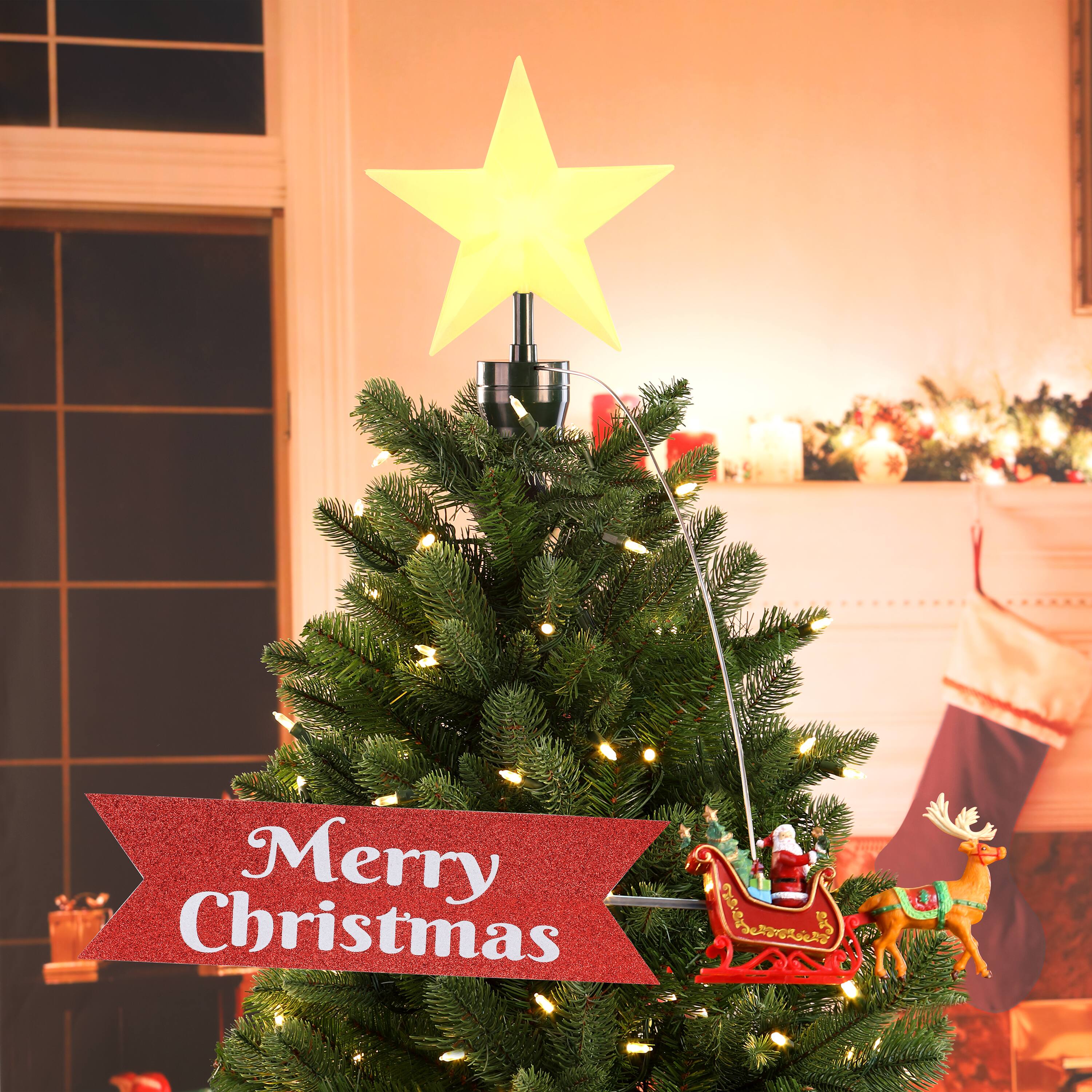 Personalised Christmas Banner Gift Ribbon Christmas Tree Santa Sleigh Reindeer 
