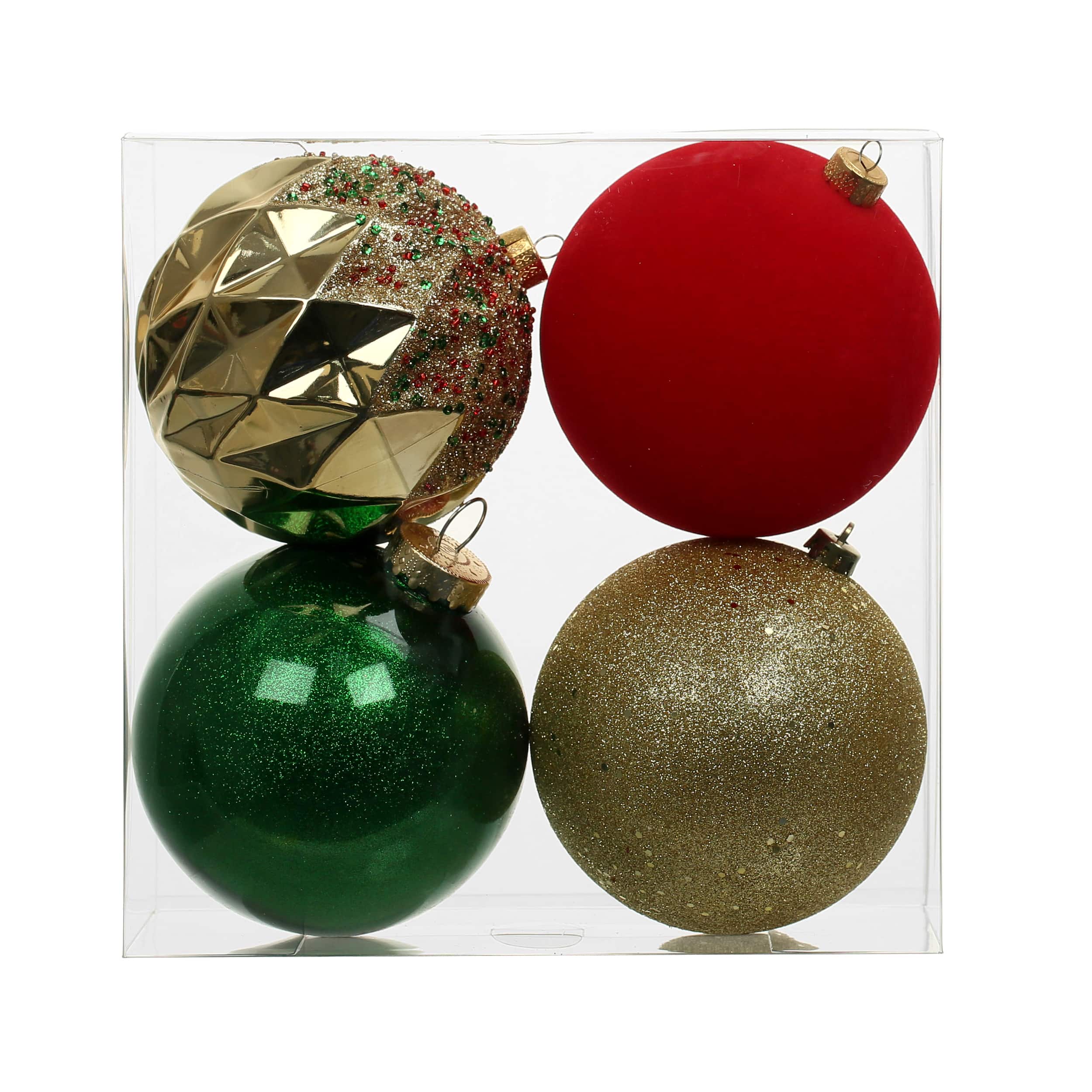 Assorted 4 Pack 4.7&#x22; Red, Green &#x26; Gold Peppermint Lane Shatterproof Ball Ornaments, 1pc. by Ashland&#xAE;