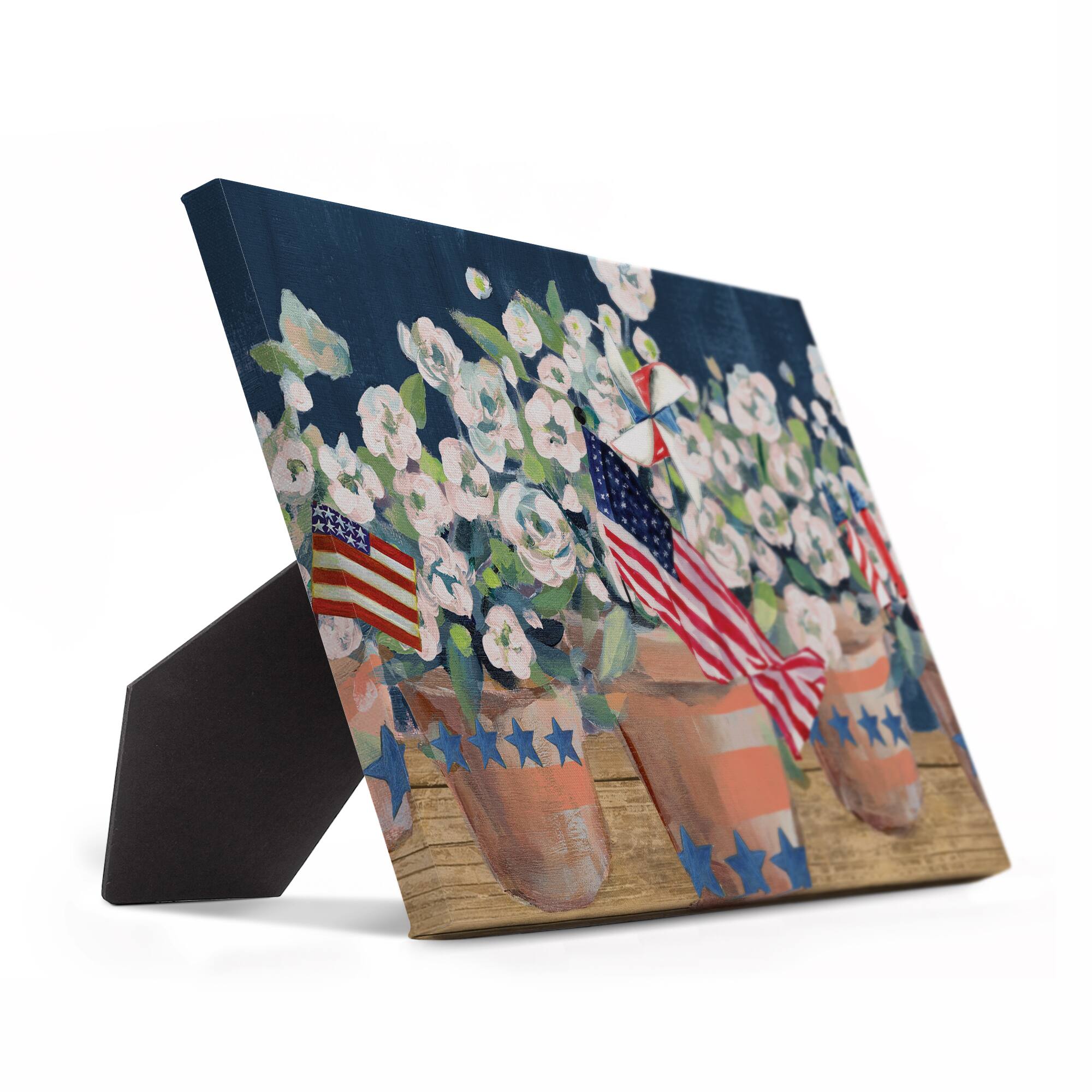 10&#x22; American Flower Pots Tabletop Canvas