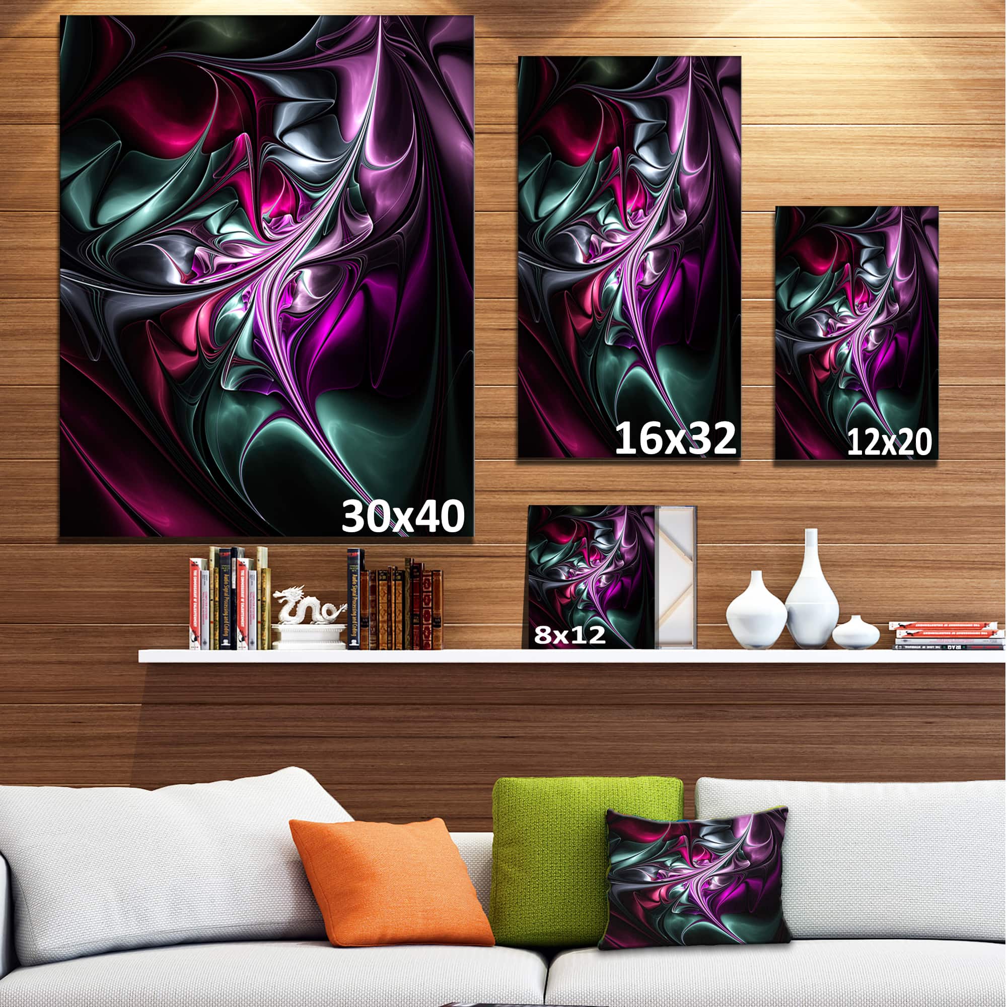 Designart - Multicolored Abstract Floral Shapes - Large Floral Wall Art Canvas