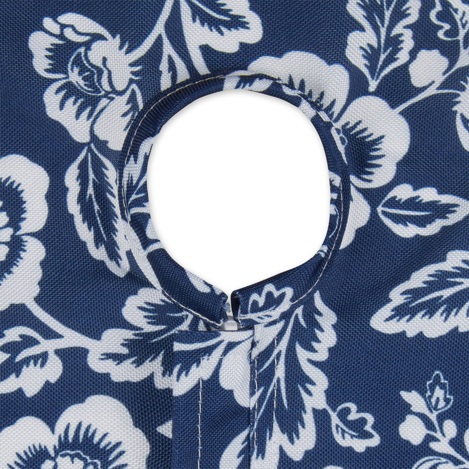 Nautical Blue Floral Print Outdoor Tablecloth with Zipper, 60" x 120"