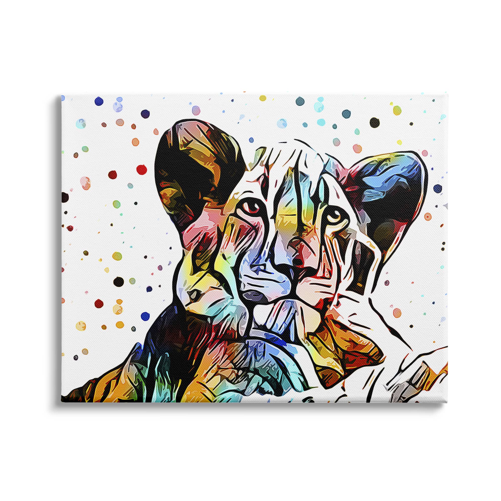 Stupell Industries Abstract Lion Cub Portrait Vibrant Polka Dots Canvas Wall Art