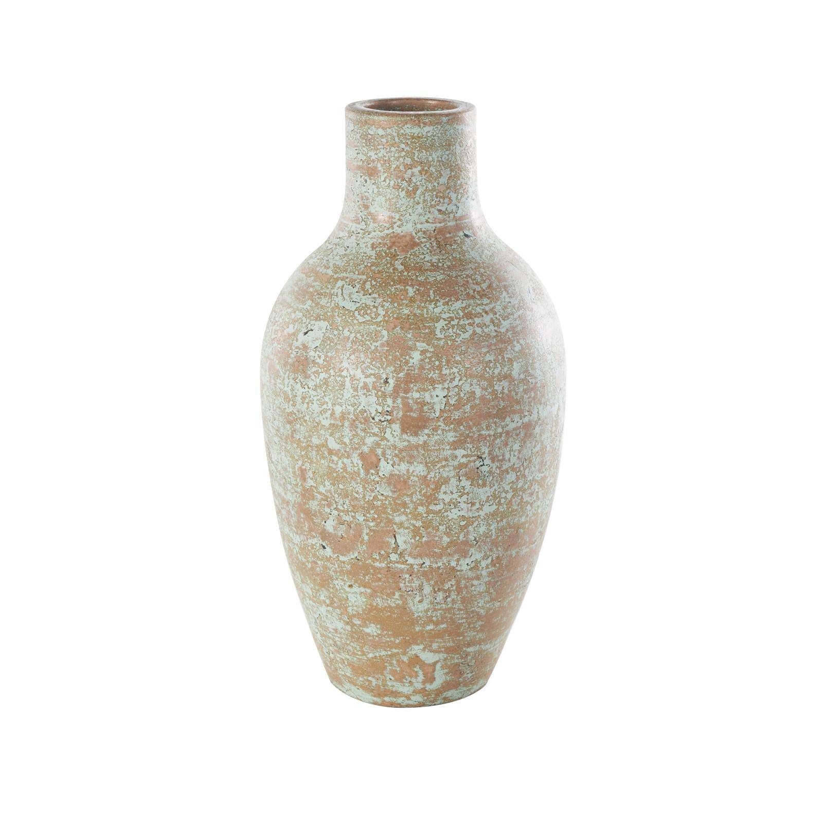 Brown Ceramic Antique Style Textured Patina Vase