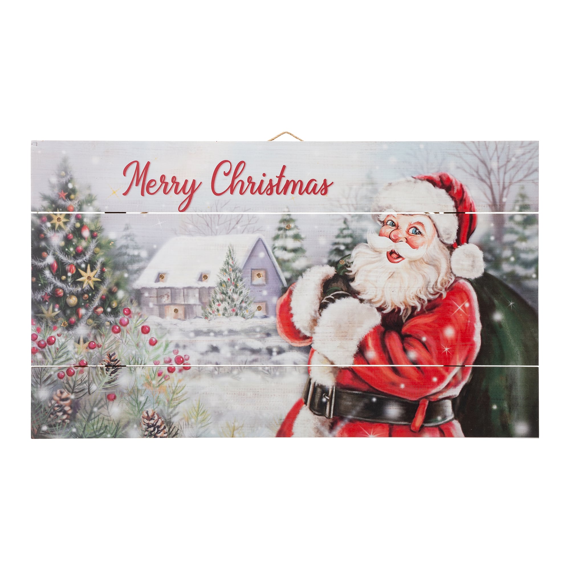 Glitzhome&#xAE; 24&#x22; LED Wooden Santa Wall D&#xE9;cor