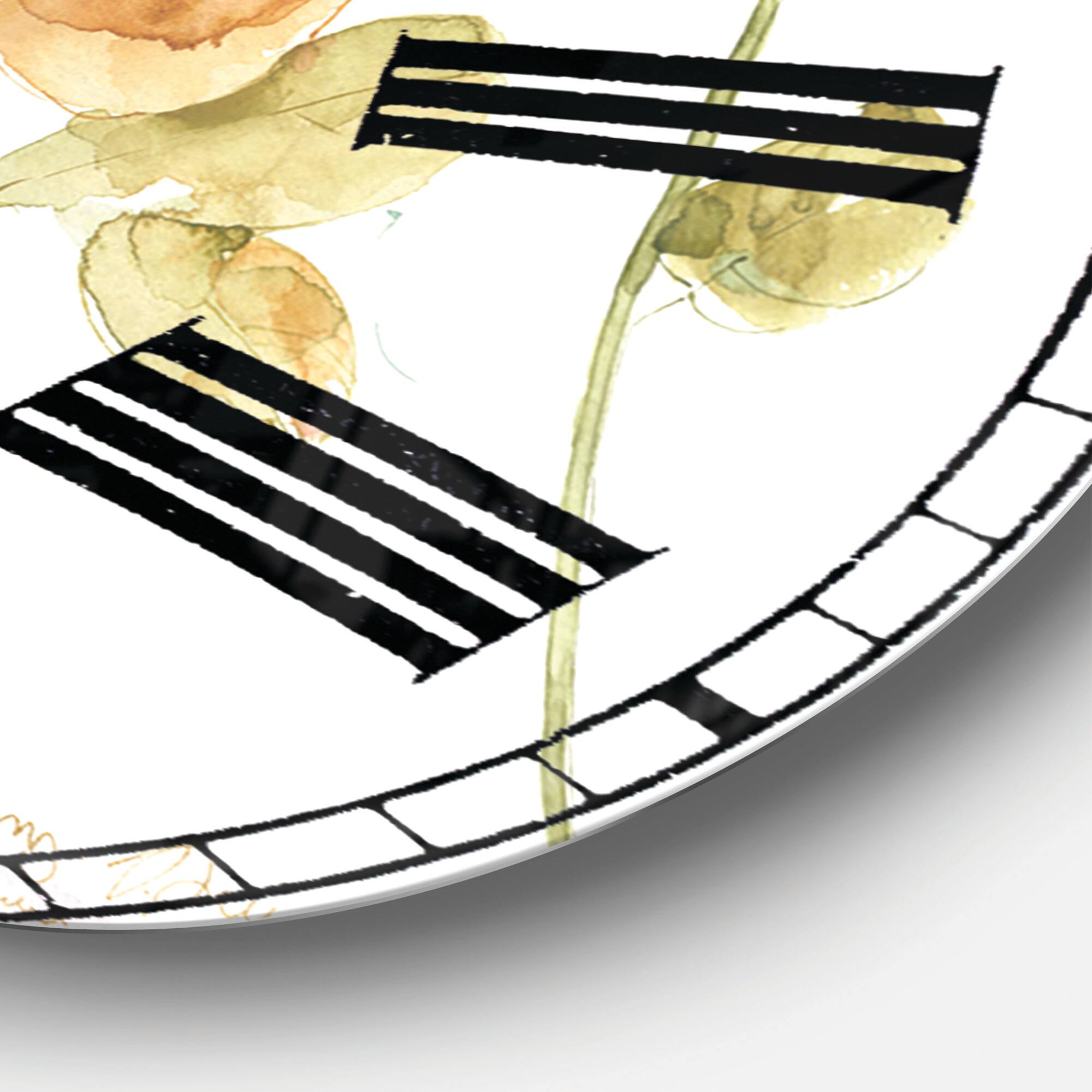 Designart &#x27;Handpainted Rainbow Coloured Cottage Roses Traditional Wall Clock