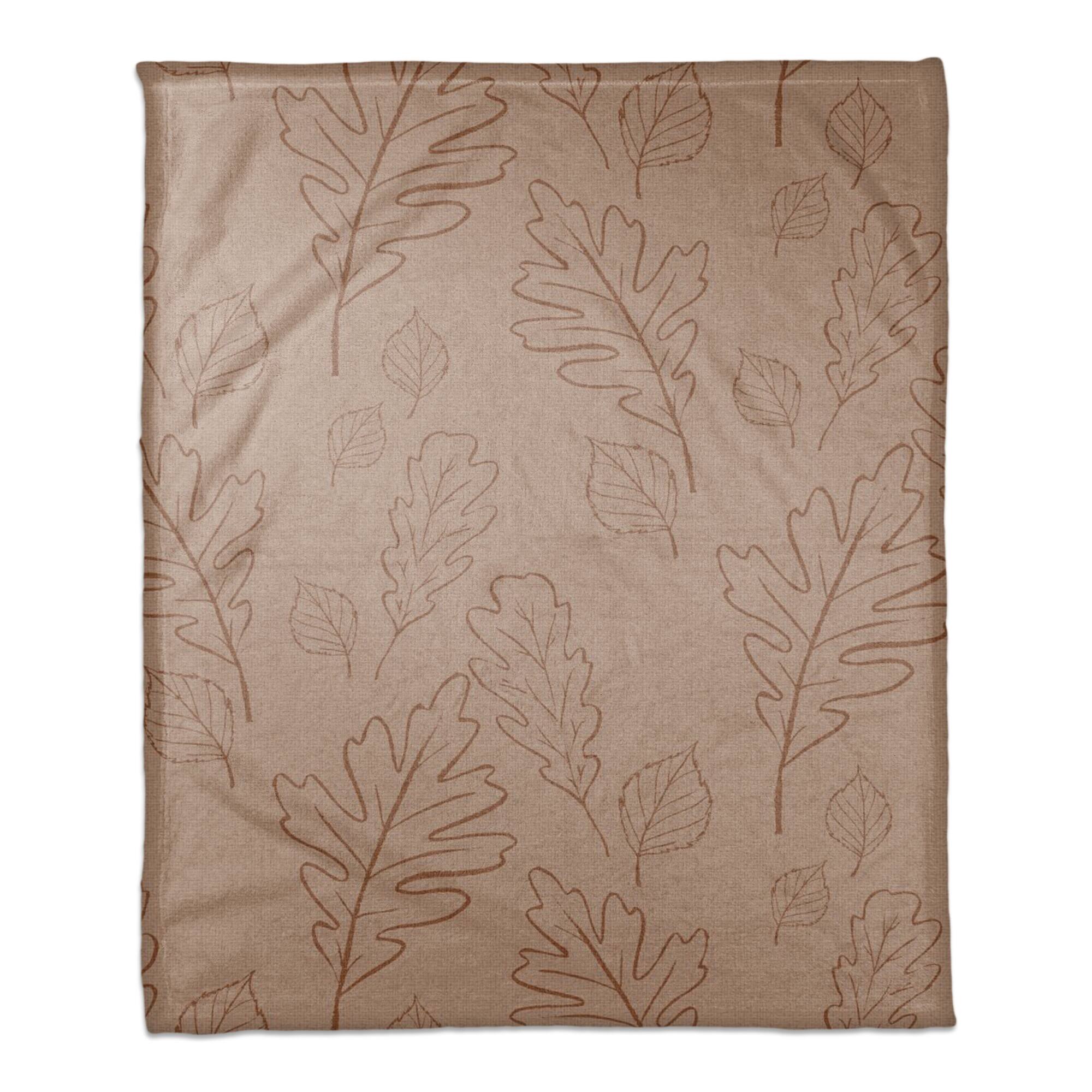 Dusty Rose Leaf Patterned Coral Fleece Blanket