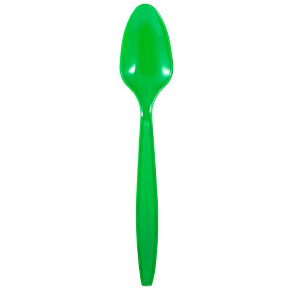 JAM Paper Green Big Party Pack Plastic Disposable Spoons, 100ct.