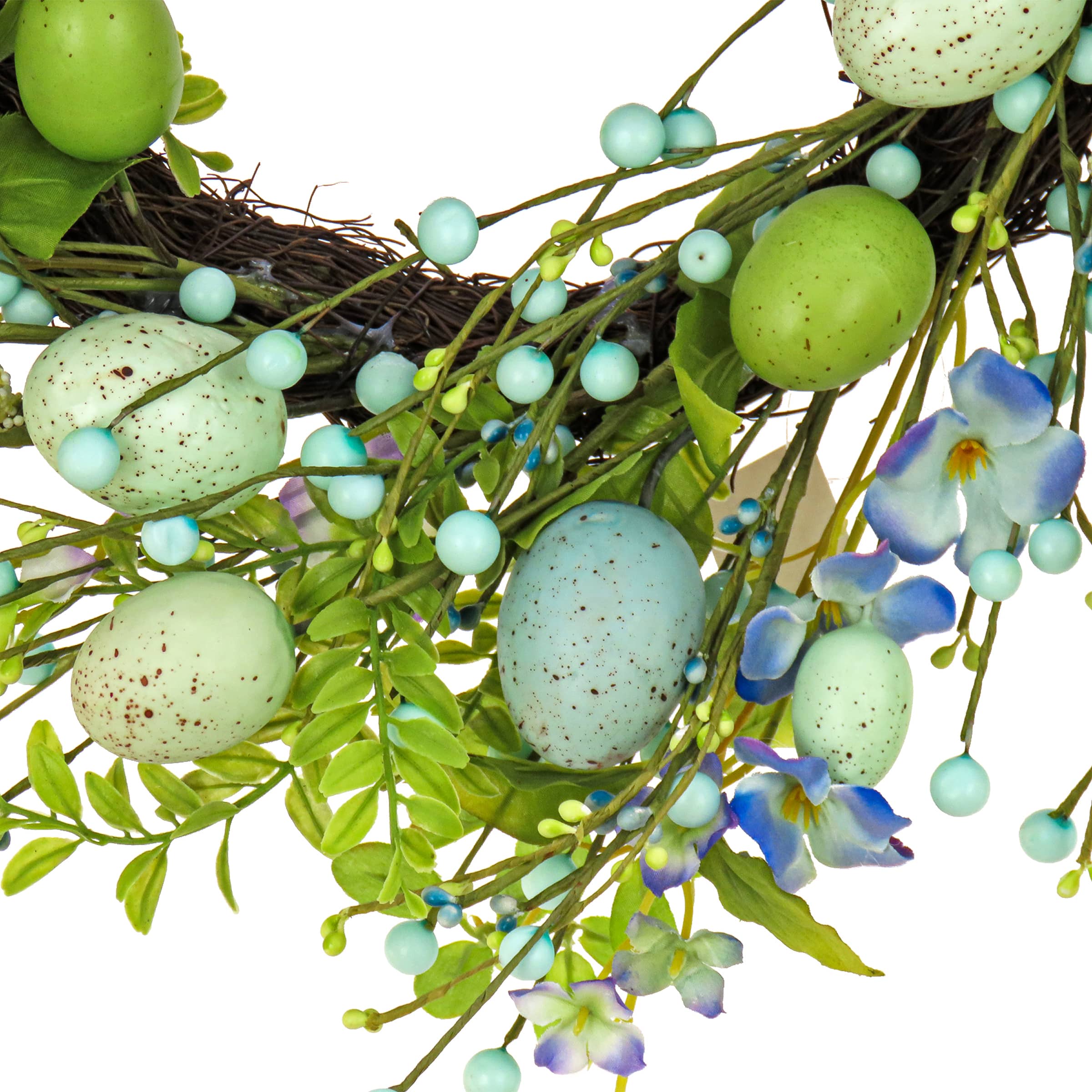 20" Flowering Blue & Green Easter Wreath