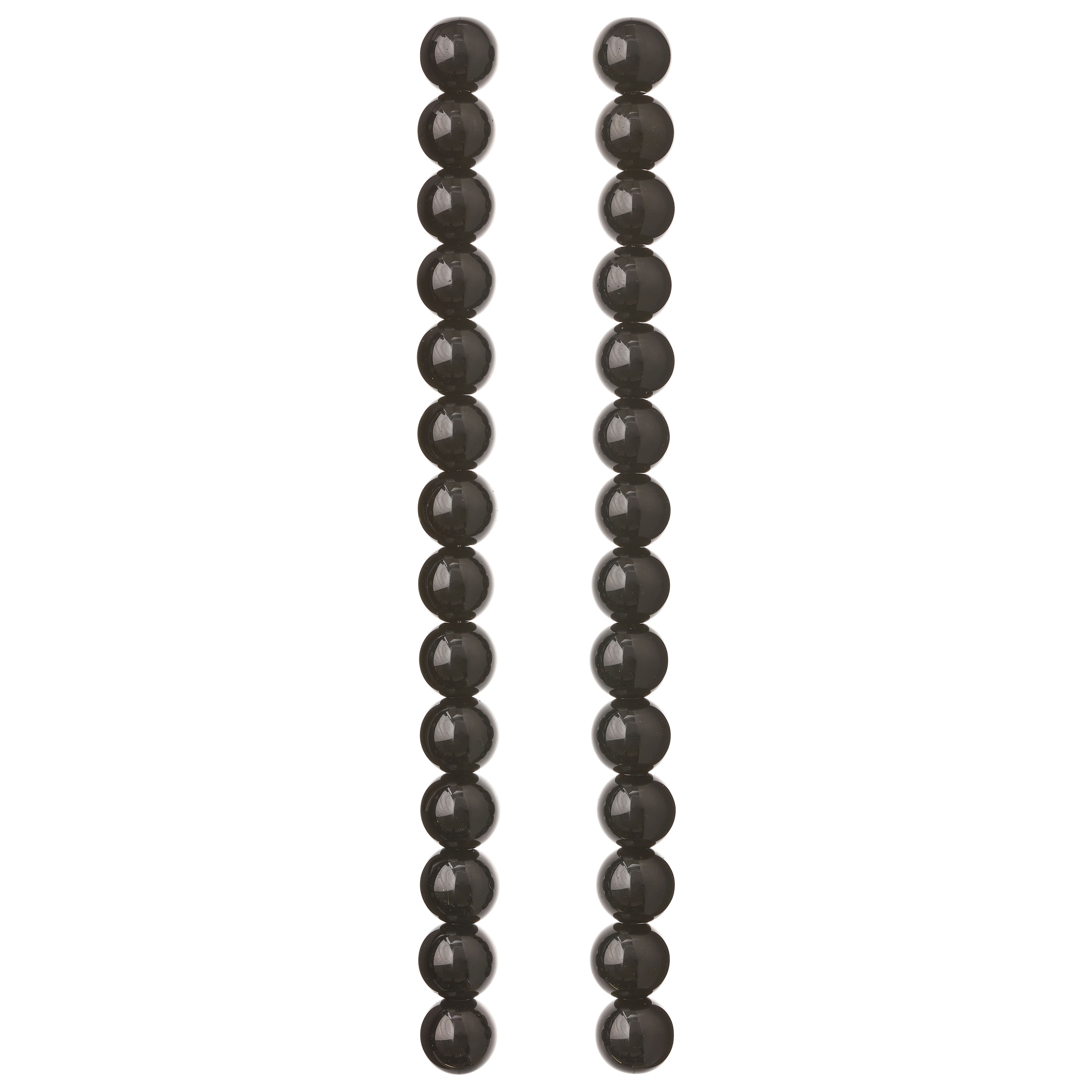 12 Packs: 26 ct. (312 total) Black Glass Round Beads, 10mm by Bead Landing&#x2122;