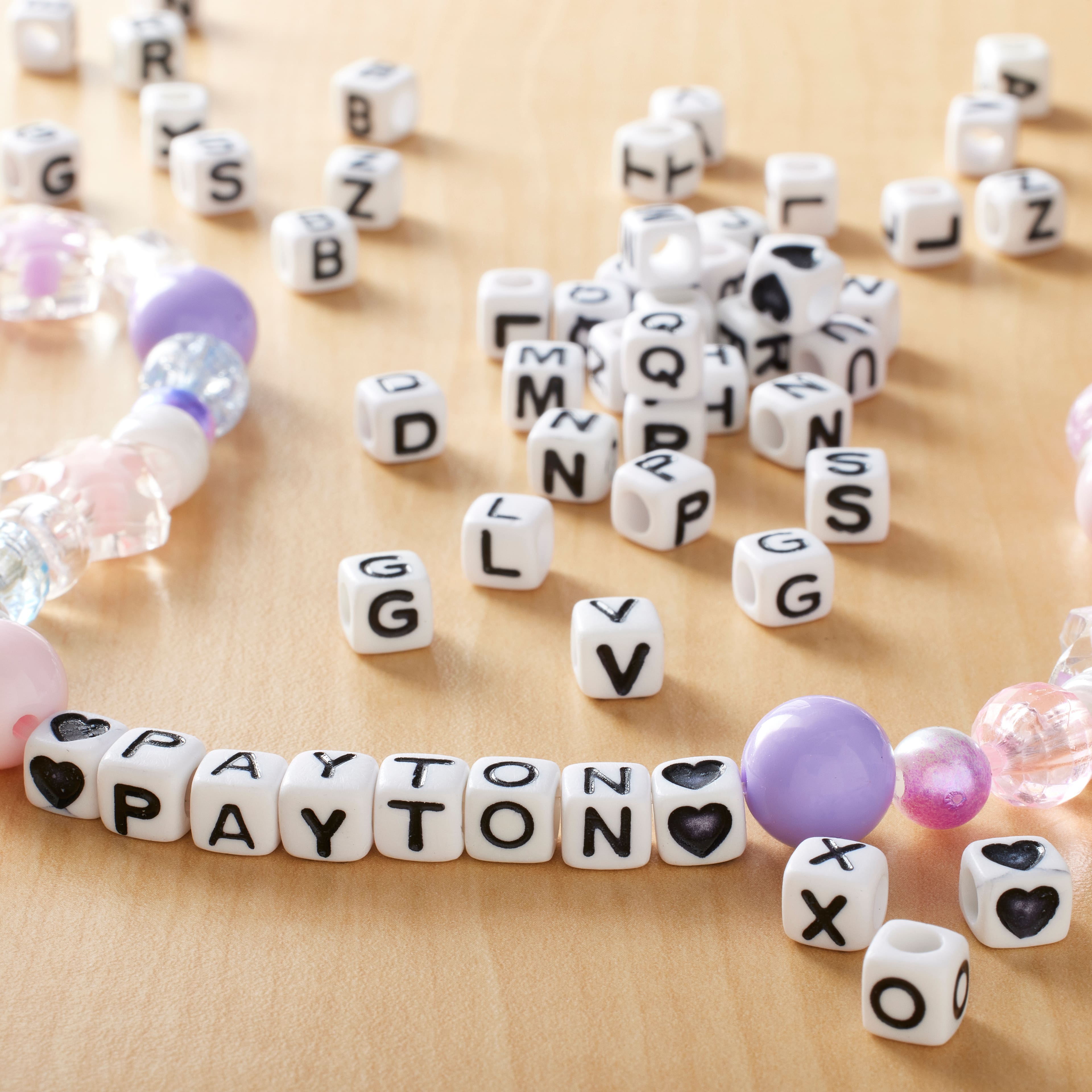 12 Pack: Black &#x26; White Alphabet Square Beads by Creatology&#x2122;