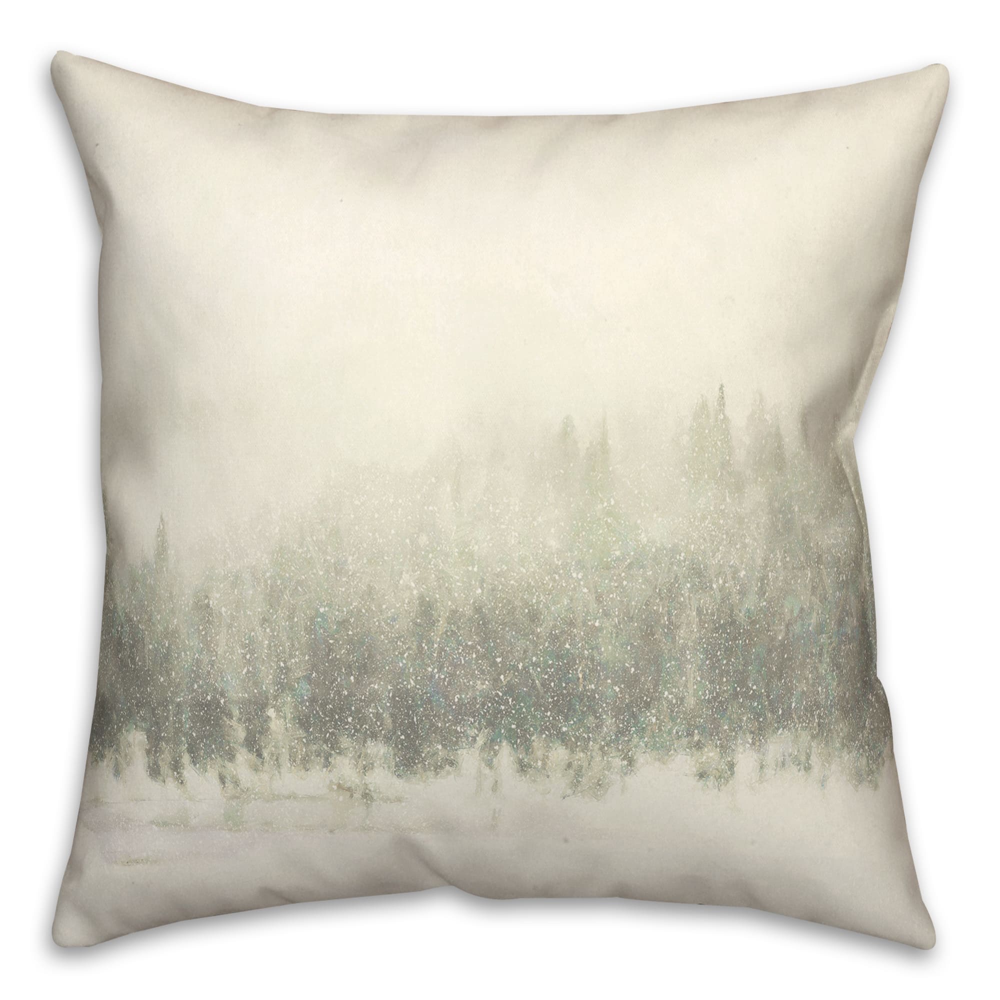 Let It Snow Tree Line Green 18x18 Throw Pillow