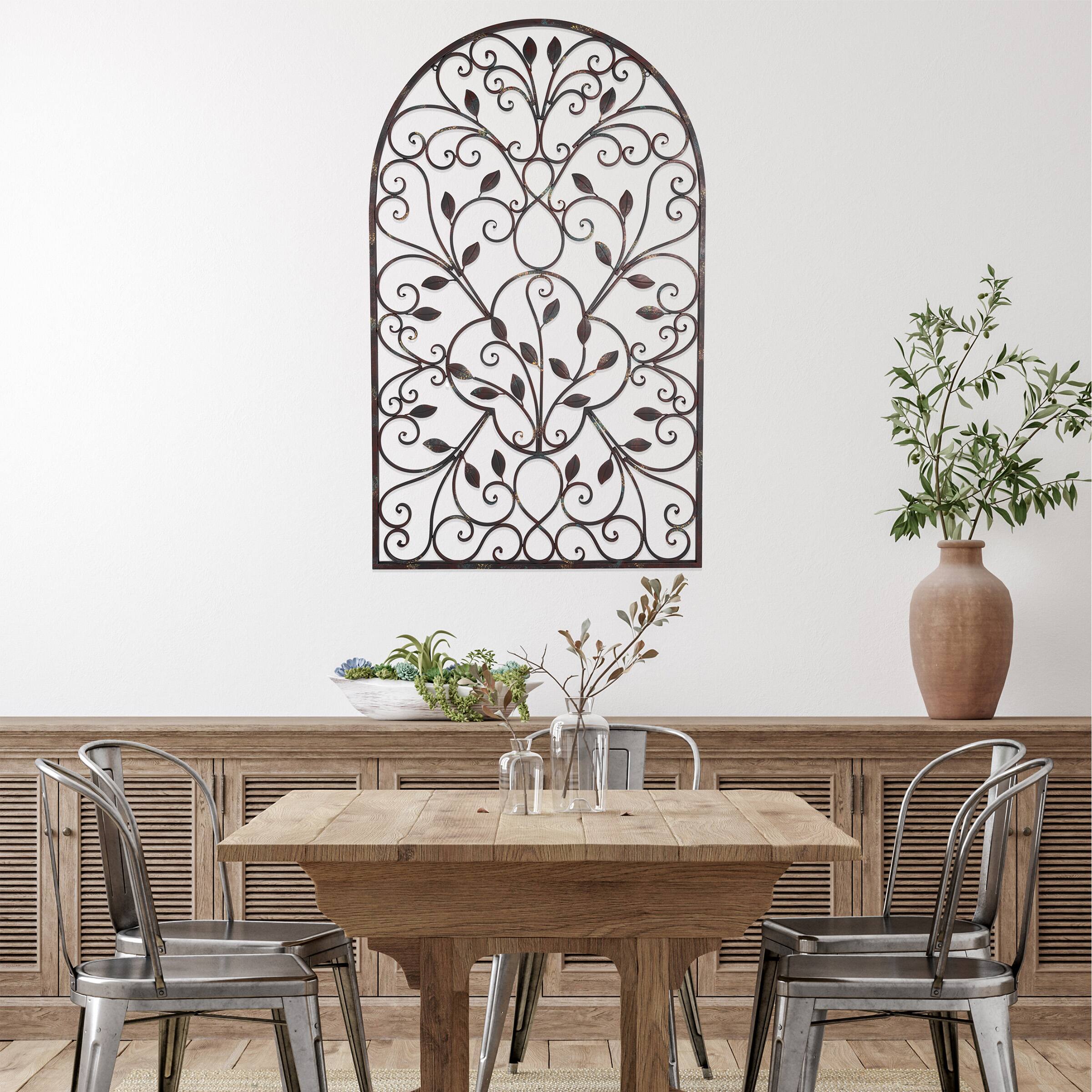 Hastings Home 49&#x22; Iron Arched Window Panel Wall D&#xE9;cor