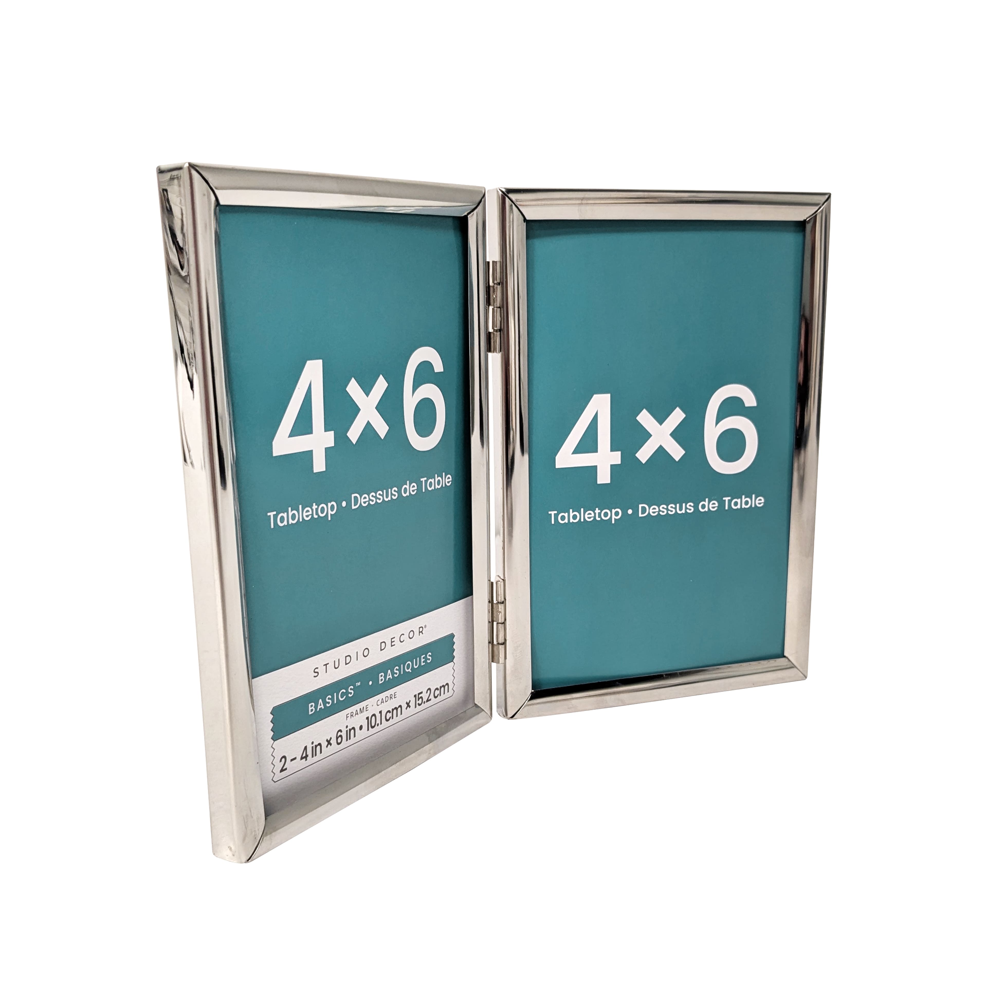 2-Opening Basics&#x2122; 4&#x22; x 6&#x22; Silver Rounded Metal Tabletop Frame by Studio D&#xE9;cor&#xAE;