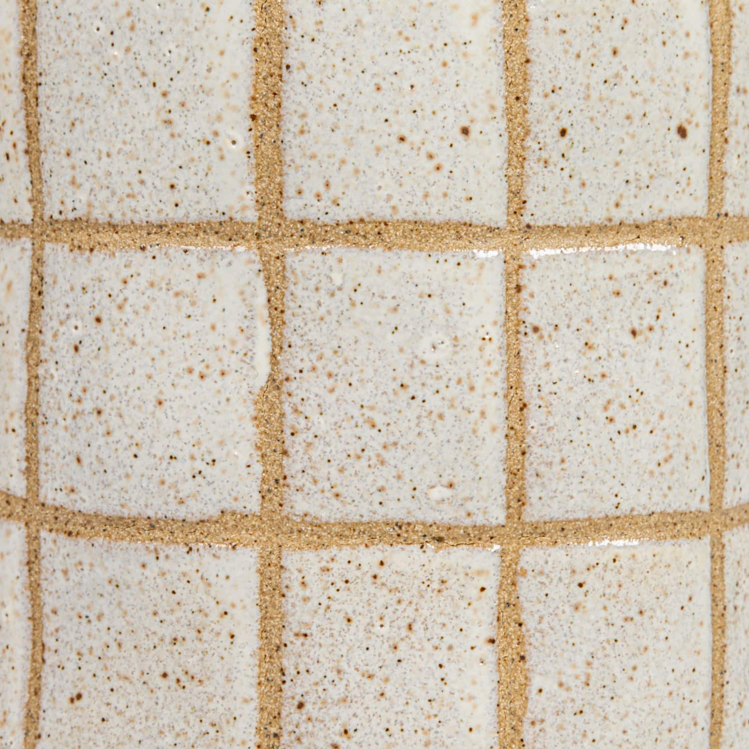 Hello Honey&#xAE; 46oz. Cream &#x26; Brown Reactive Glaze Wax Relief Grid Pattern Stoneware Pitcher