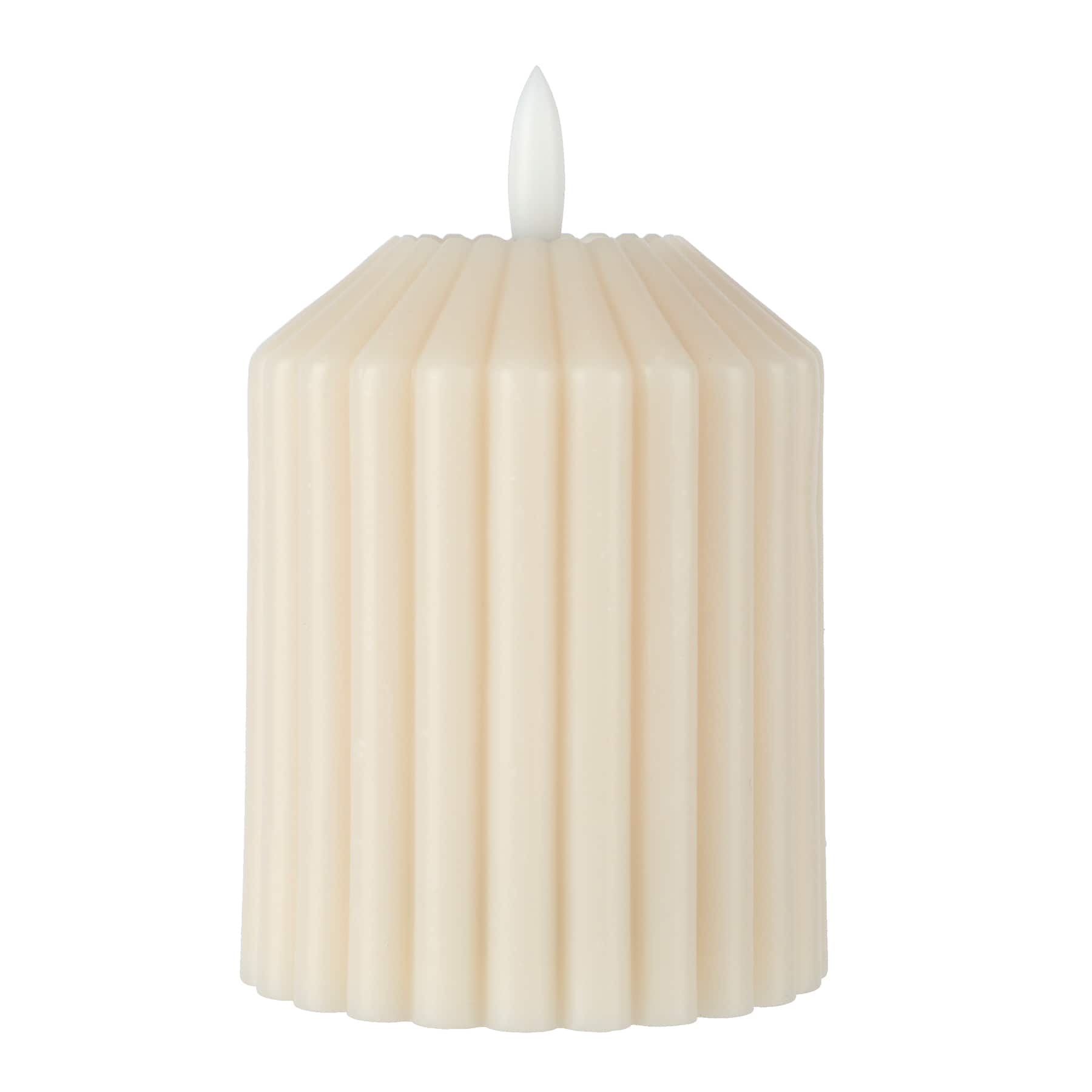 4" Ribbed Wax LED Pillar Candle by Ashland®