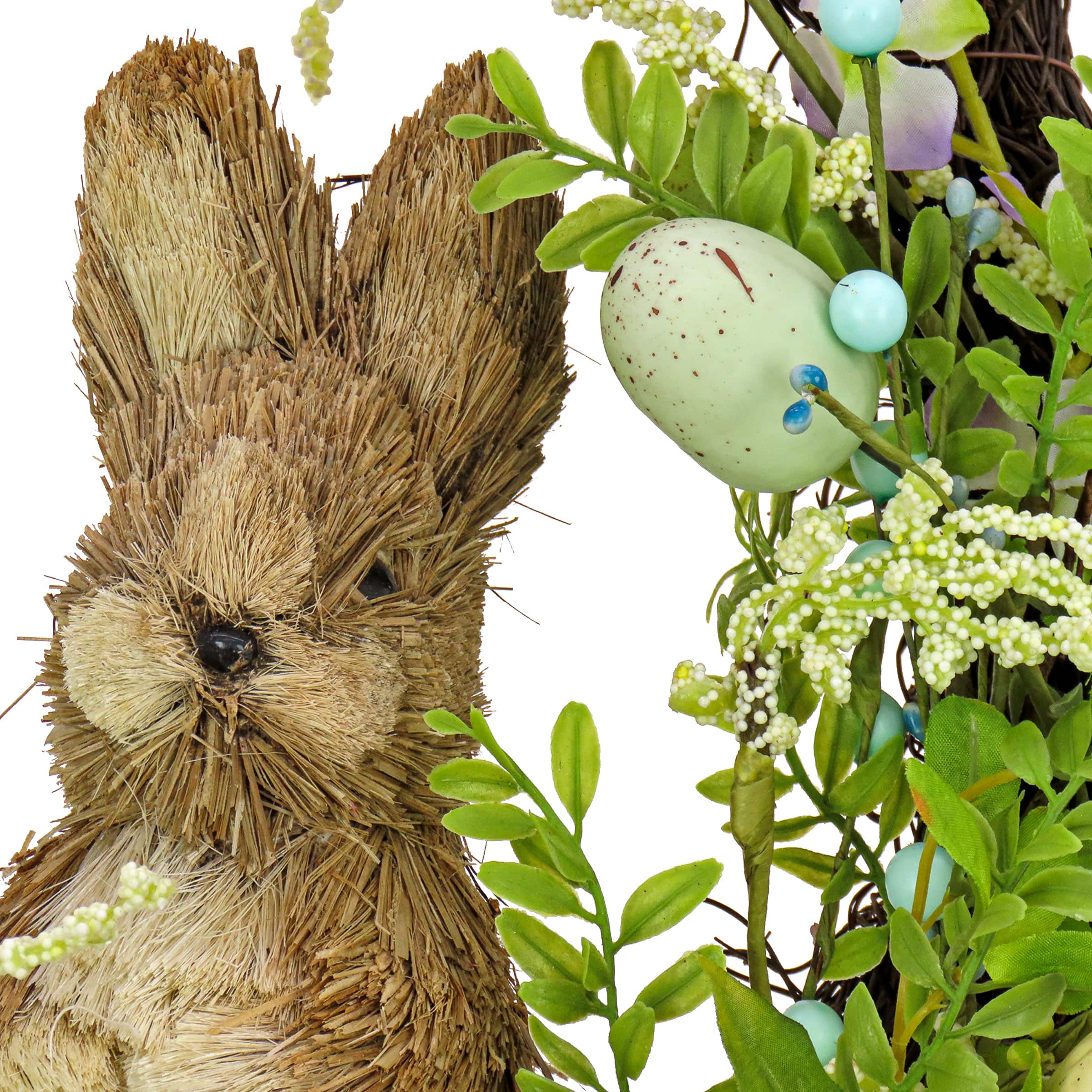 16" Bunny with Blue & Green Easter Eggs Wreath