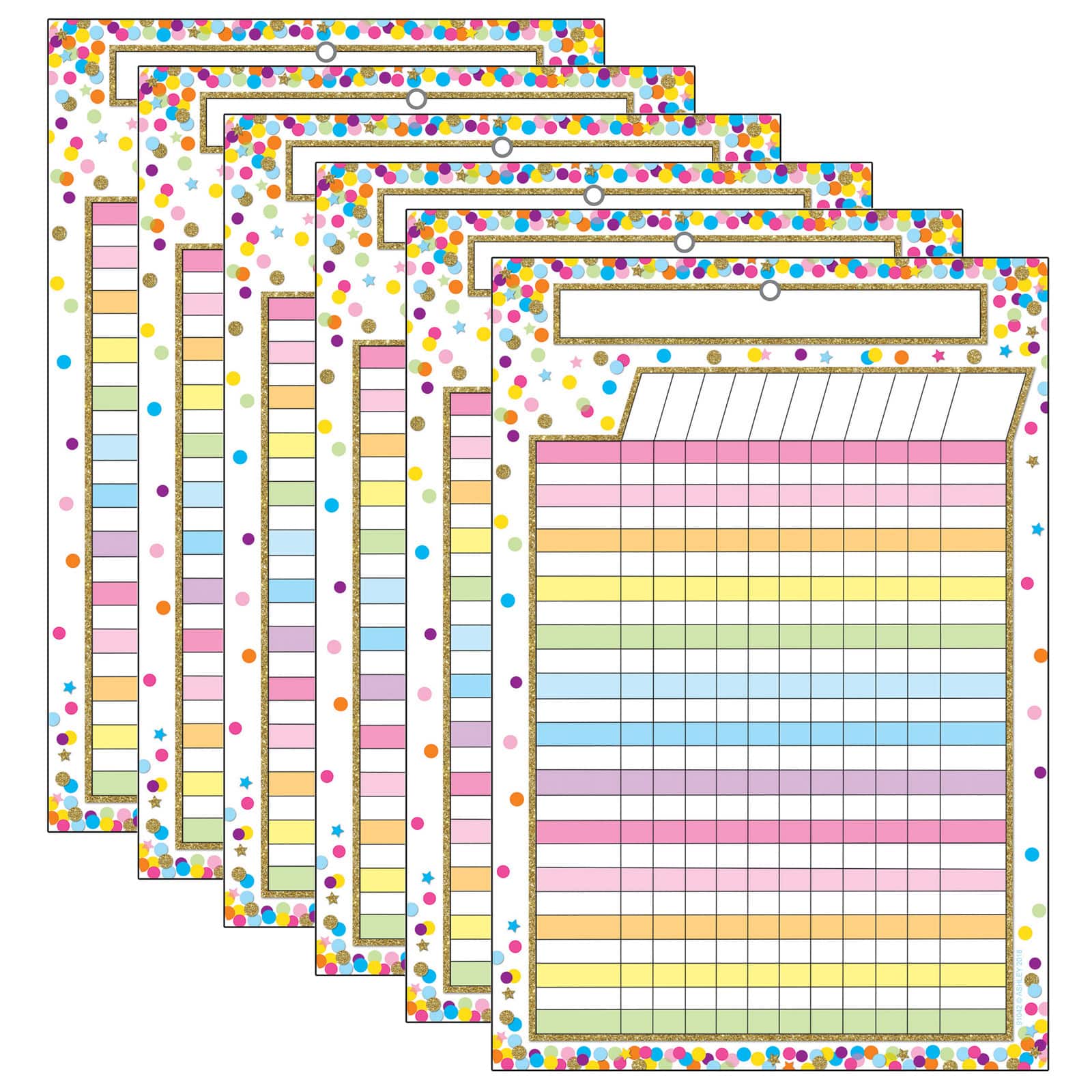 Ashley Productions Smart Poly™ Confetti Dry Erase Incentive Chart, 6ct.