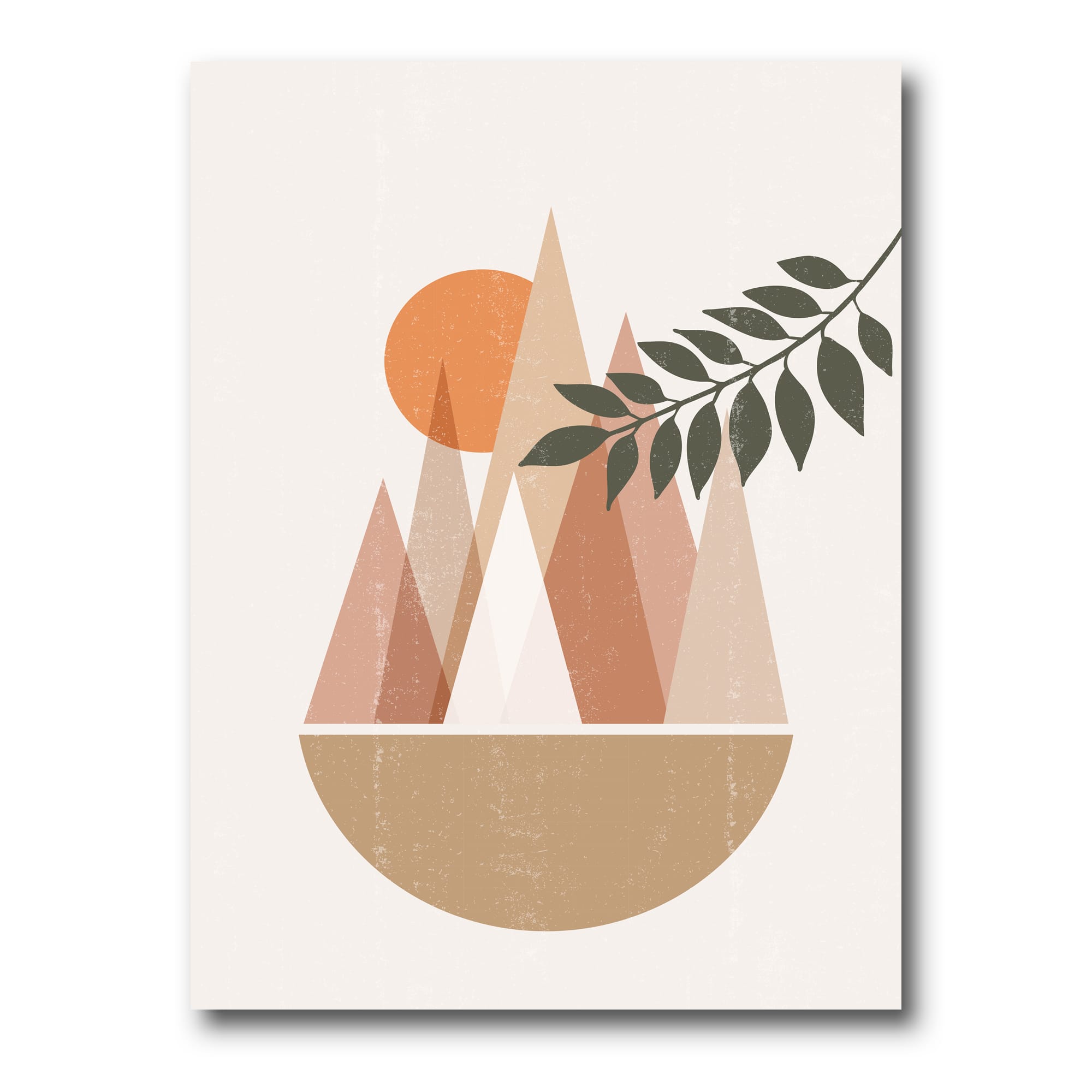 Designart - Abstract Sun and Moon In Mountains II - Modern Canvas Wall Art Print
