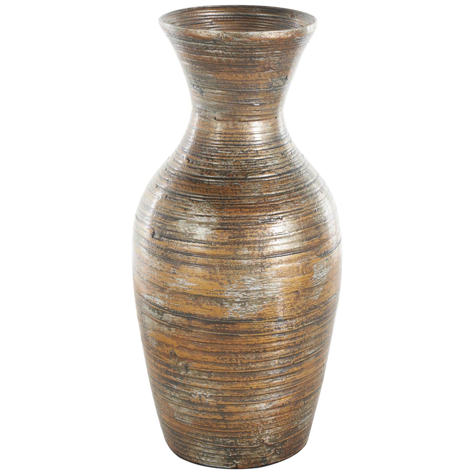 Brown Bamboo Wood Antique Inspired Vase